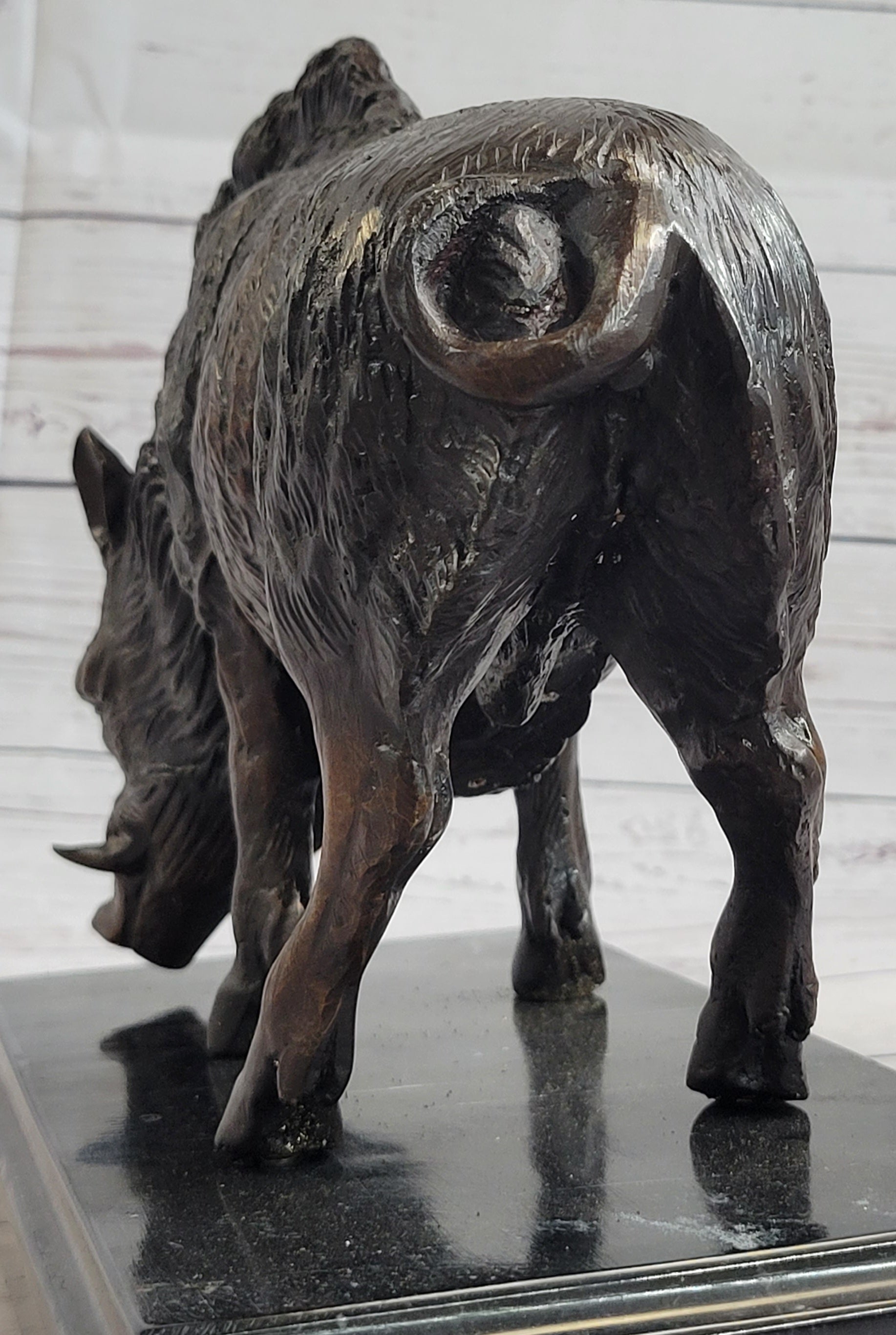 Large Chinese Bronze Folk Home FengShui Rage Boar Wild Pig Statue Figurine Gift