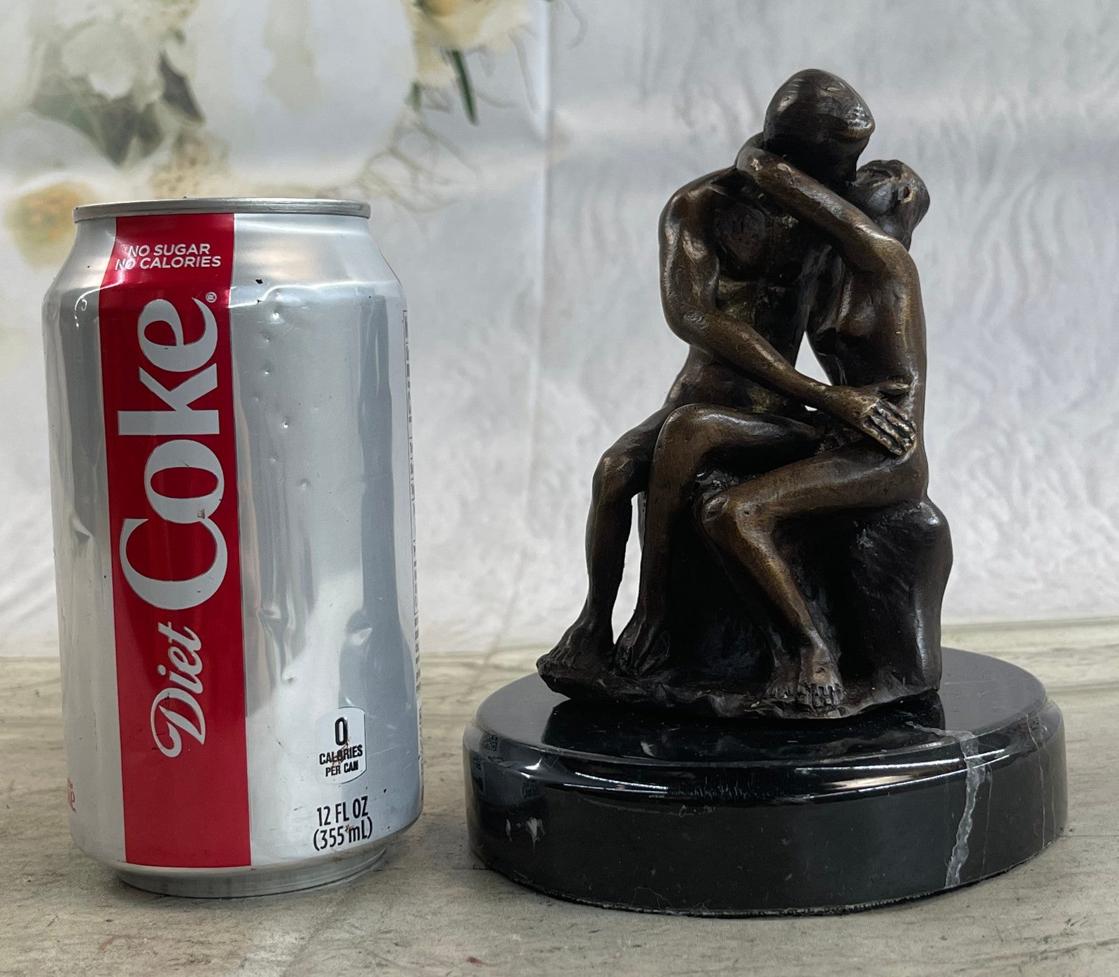Signed Rodin Kiss Romance Love Lovers Bronze Marble Sculpture Statue Home Decor