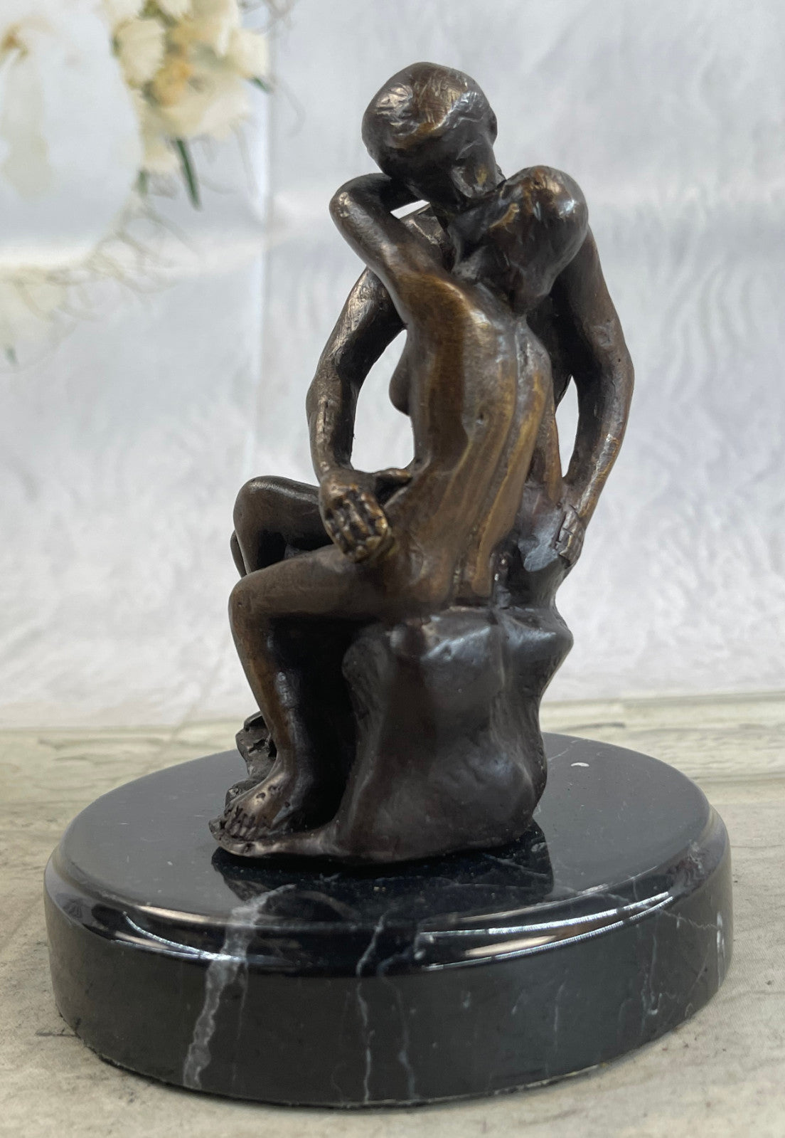 Signed Rodin Kiss Romance Love Lovers Bronze Marble Sculpture Statue Home Decor