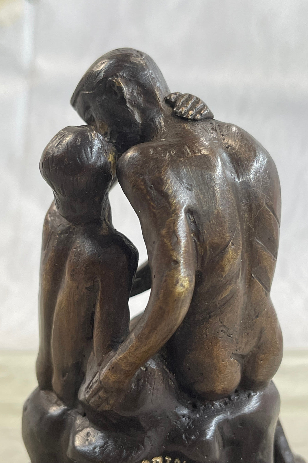 Signed Rodin Kiss Romance Love Lovers Bronze Marble Sculpture Statue Home Decor