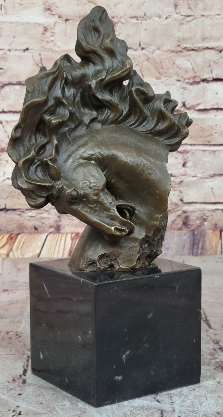 Handcrafted Bronze Horse Statue on Marble Base Art Deco Figurine Signed Milo