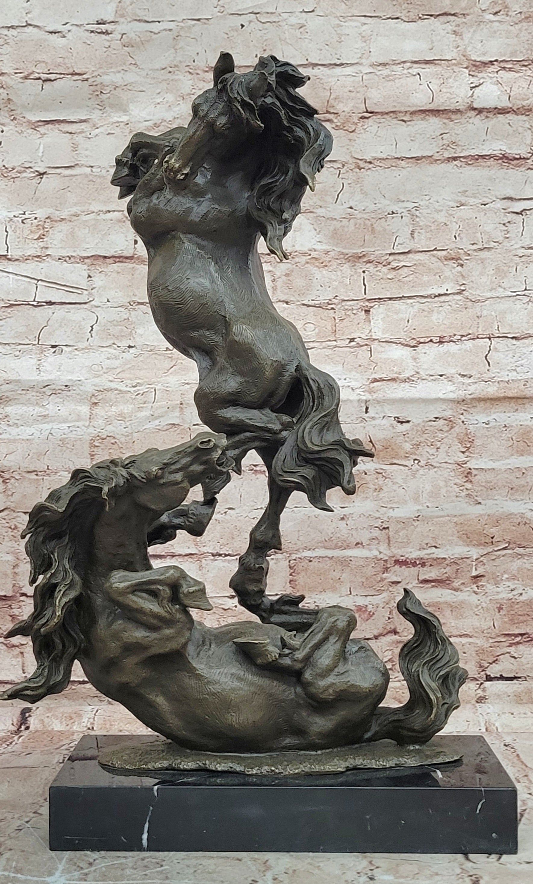 Bronze Dancing Horses Statue by Milo Detailed Animal Artwork Figurine