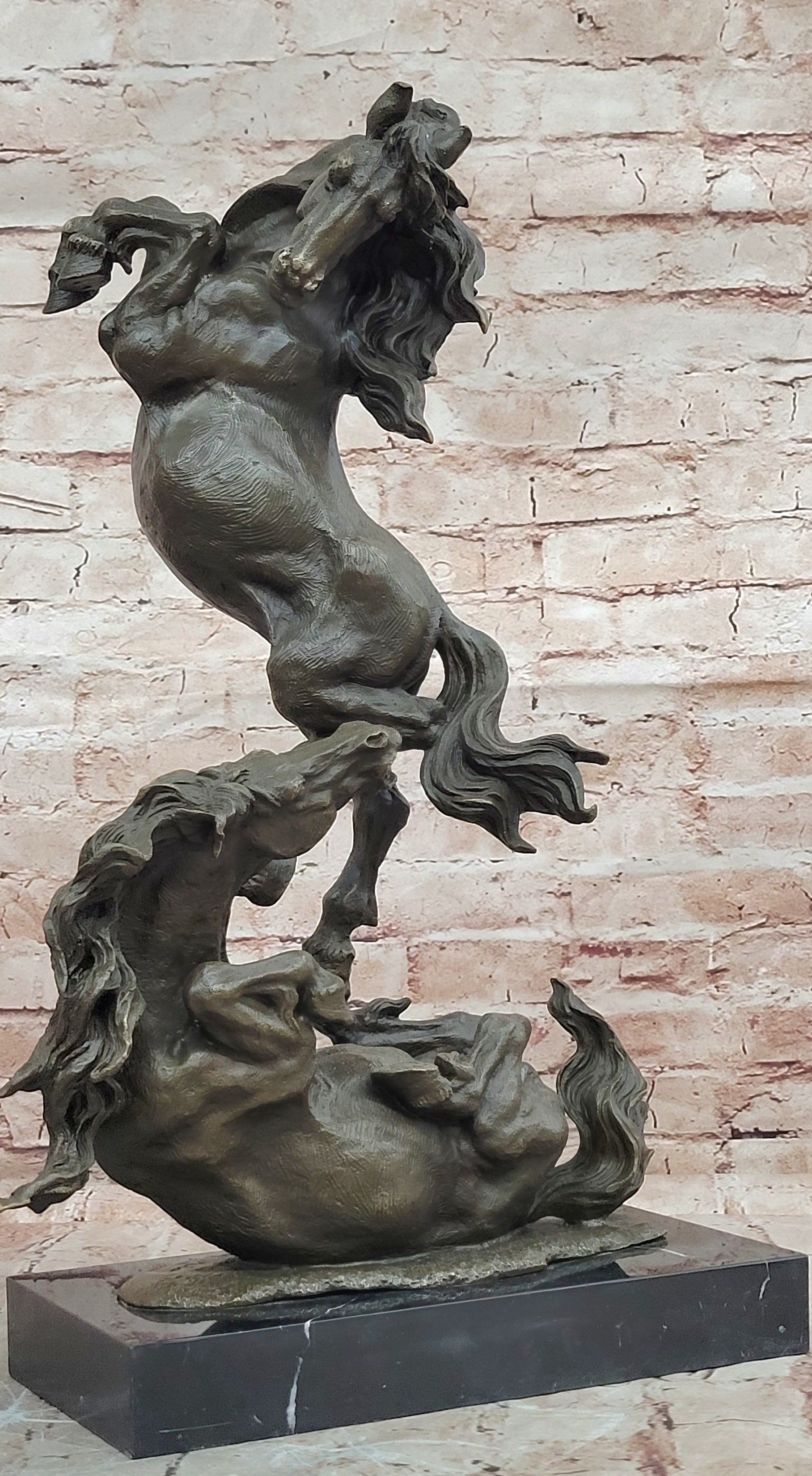 Bronze Dancing Horses Statue by Milo Detailed Animal Artwork Figurine