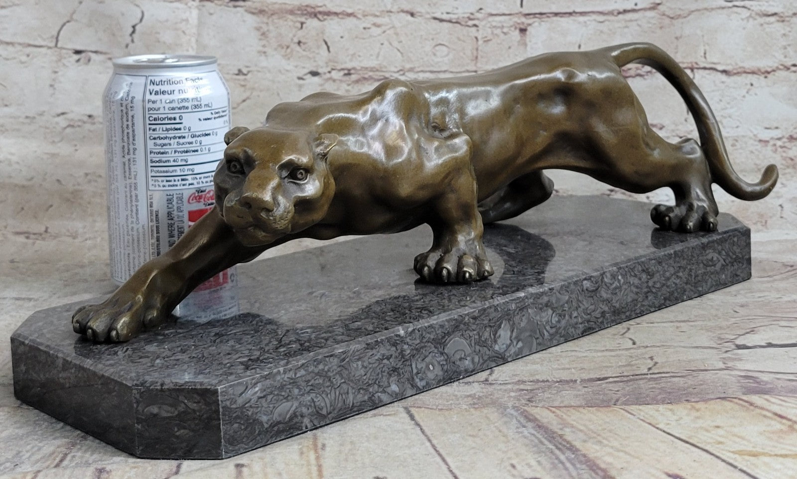 LARGE BRONZE STATUE SCULPTURE LION PANTHER TIGER PUMA COUGAR BIG CAT AFRICAN A