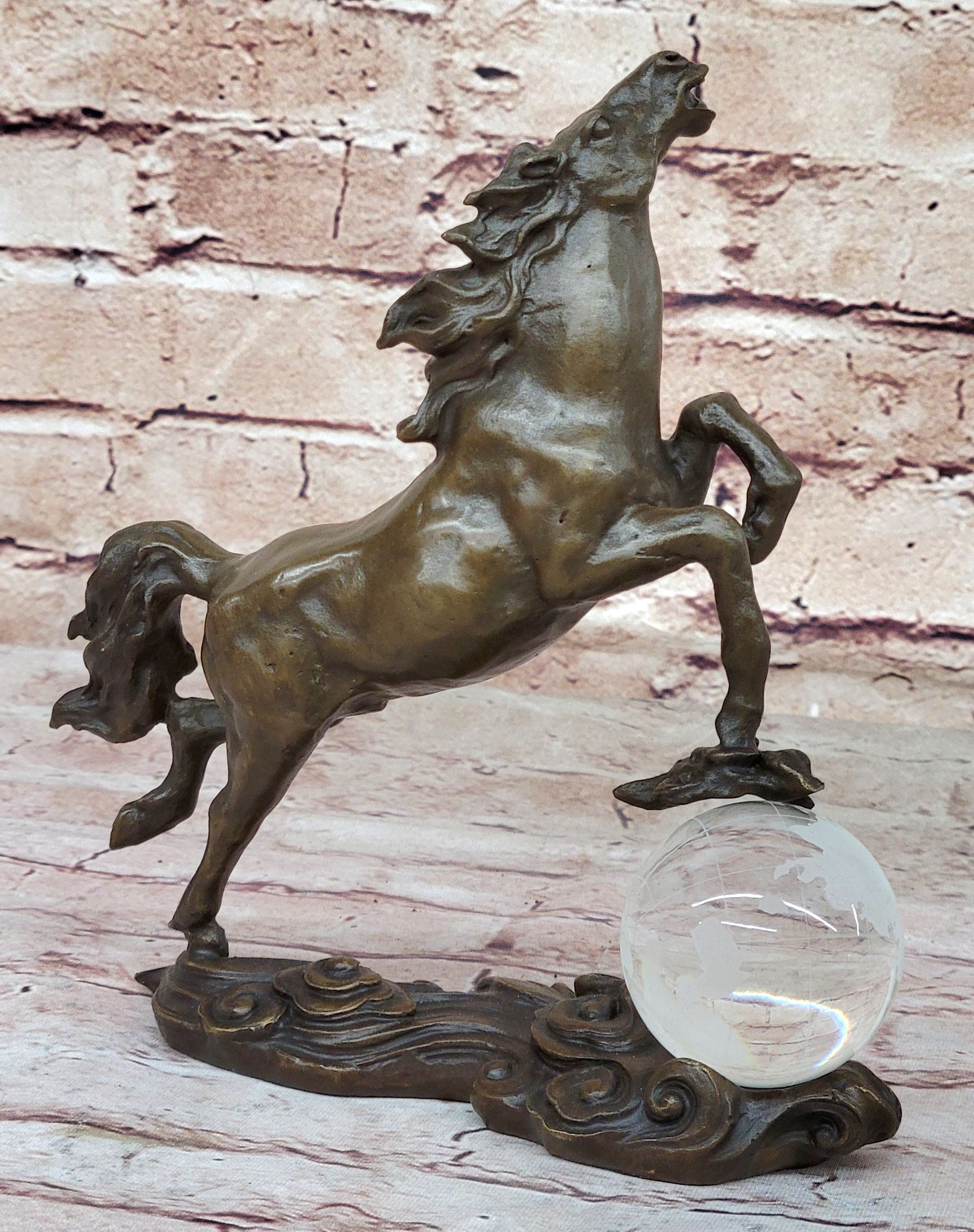 Artistic Rearing Stallion: Milo`s Signature Bronze Statue Lost Wax Method