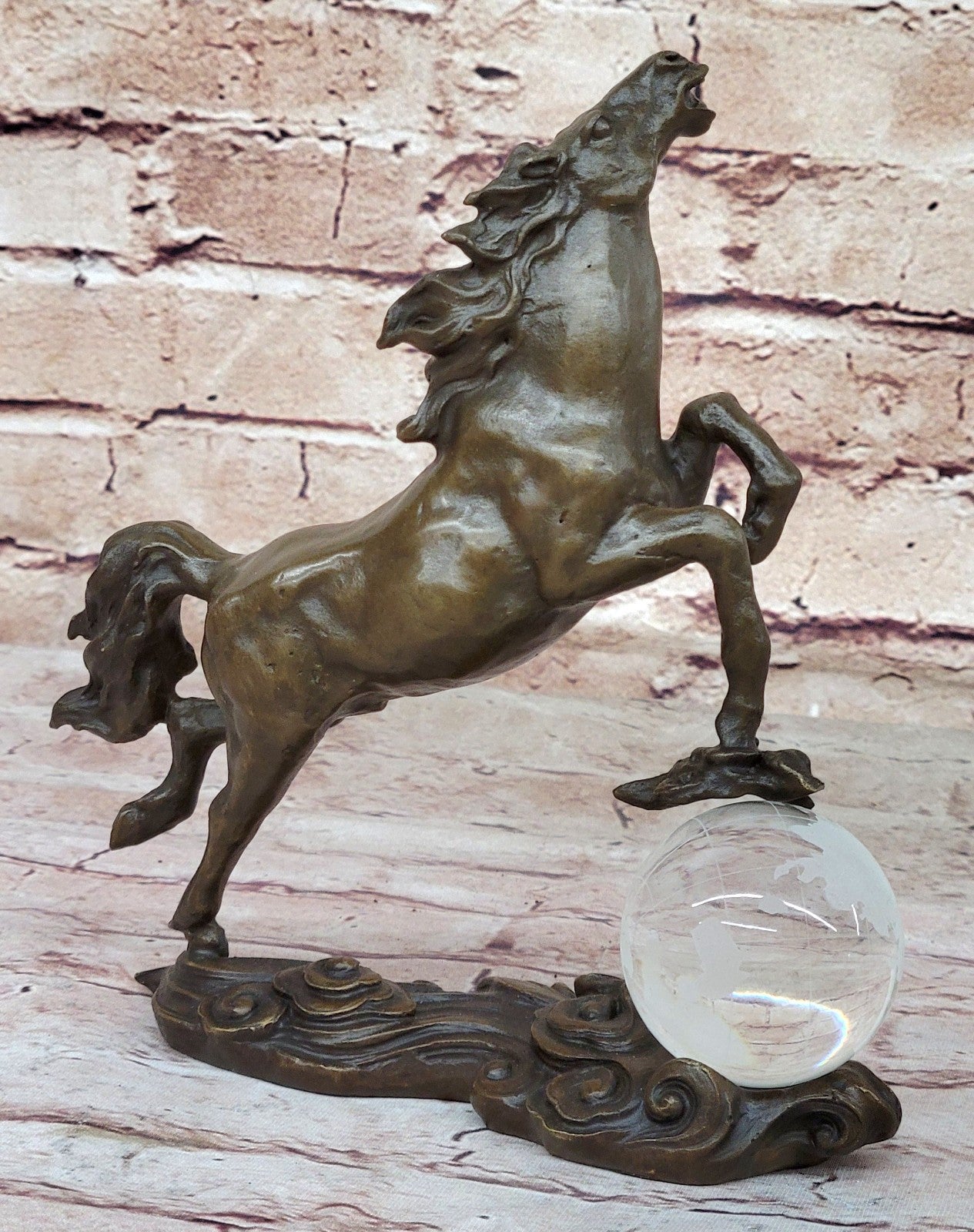 Artistic Rearing Stallion: Milo`s Signature Bronze Statue Lost Wax Method