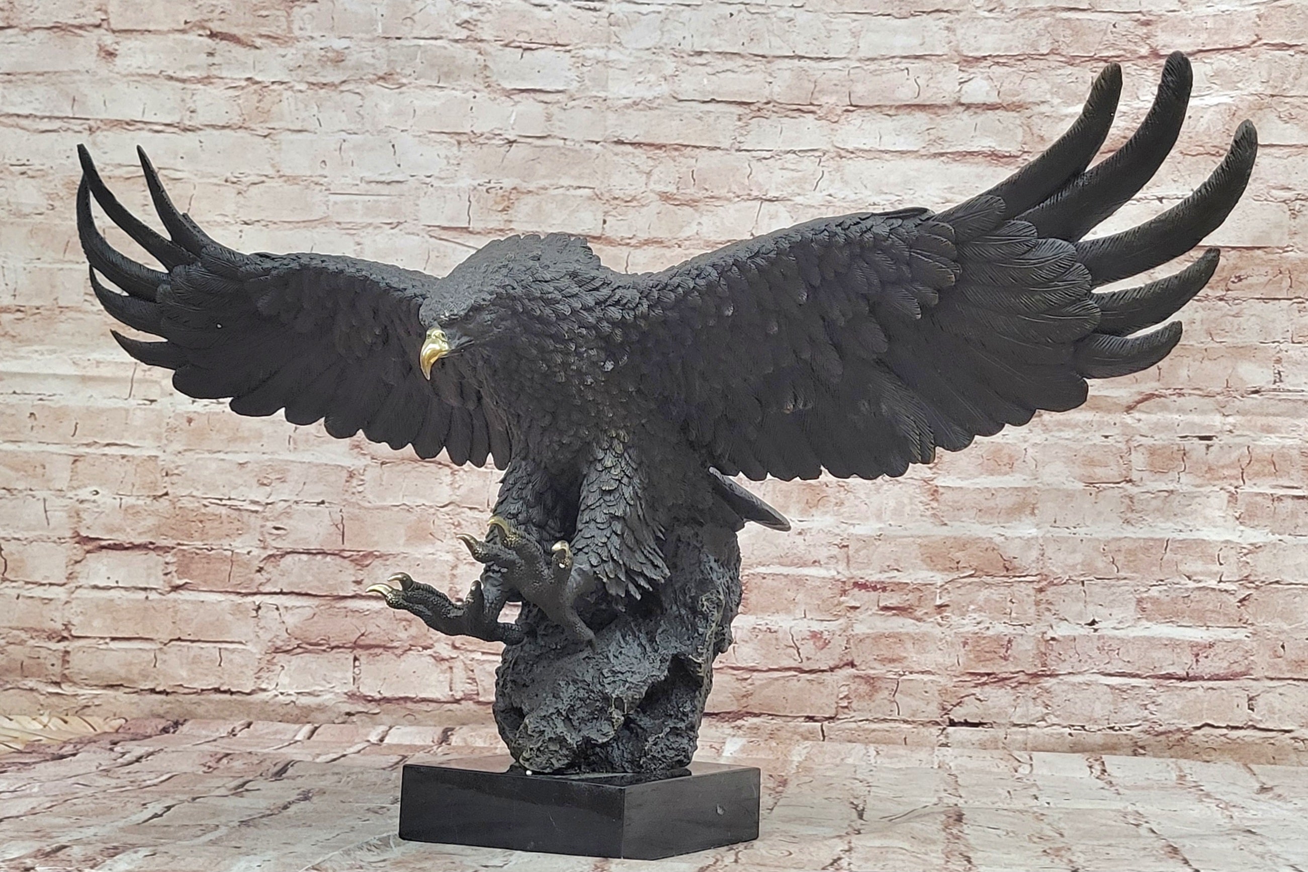 Large Bronze Eagle Sculpture Miguel Lopez Wildlife Bird Figurine Statue