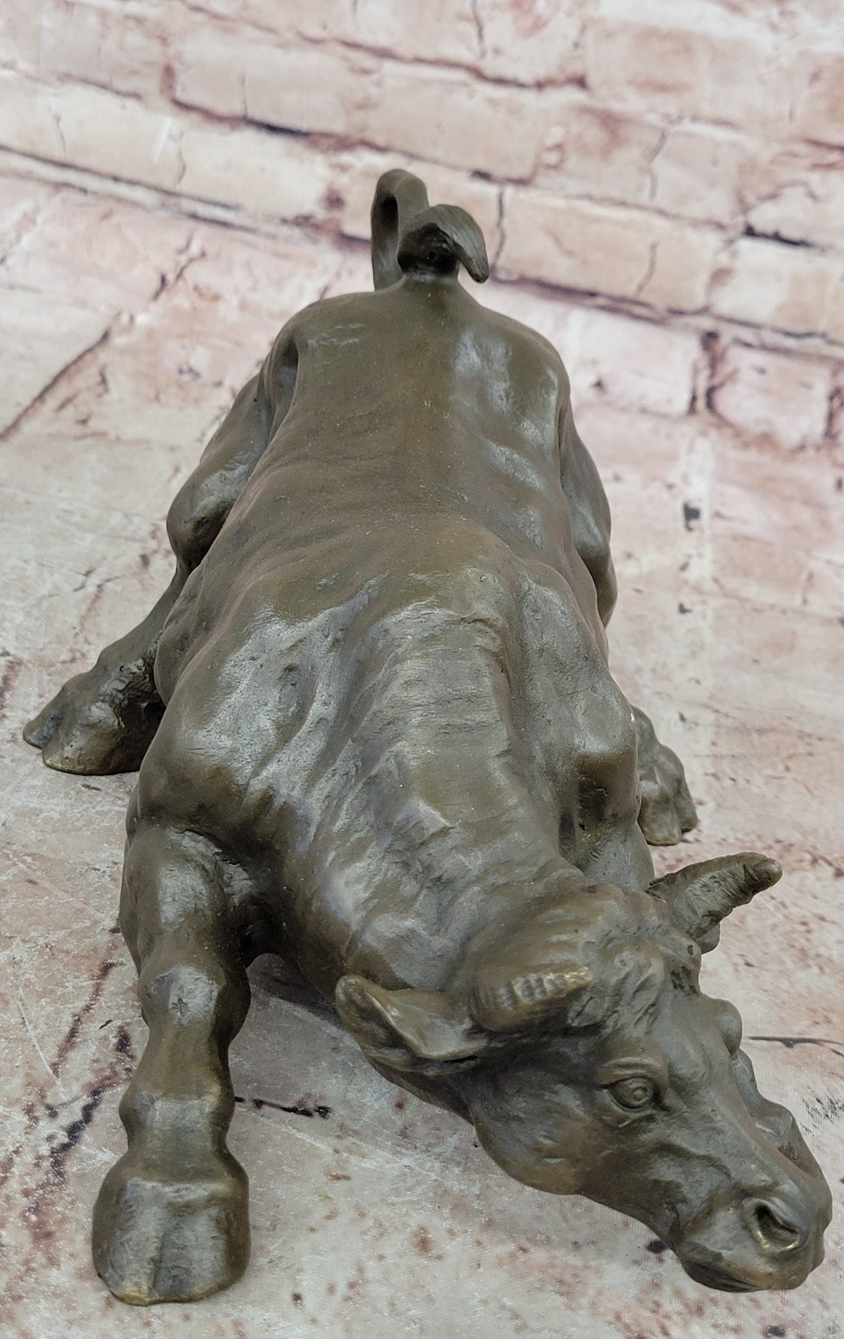 Art Deco Original Stock Market Bull Bronze Sculpture Wall Street Figurine Figure