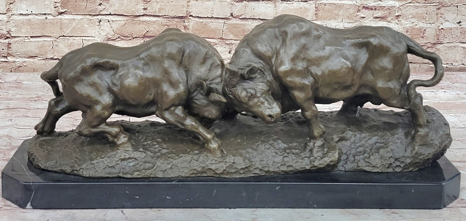 Genuine Solid Heavy Bronze Figurine by Milo: Toro Duo Hand Made Art