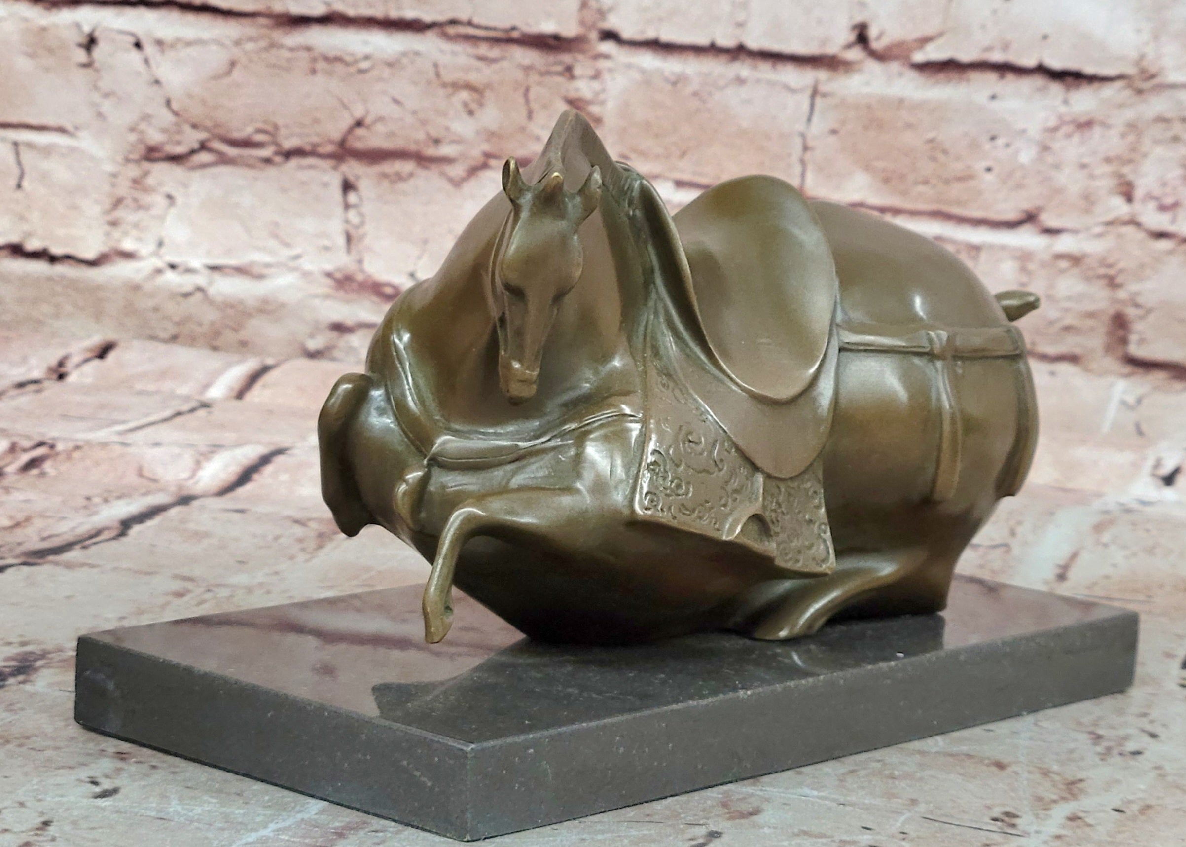 Chinese Zodiac Tang Horse Bronze Statue Signed Milo Handmade Collectible