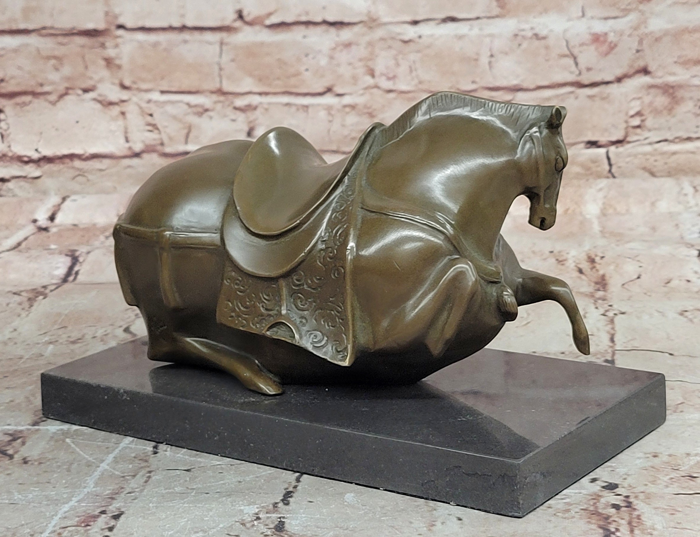 Chinese Zodiac Tang Horse Bronze Statue Signed Milo Handmade Collectible
