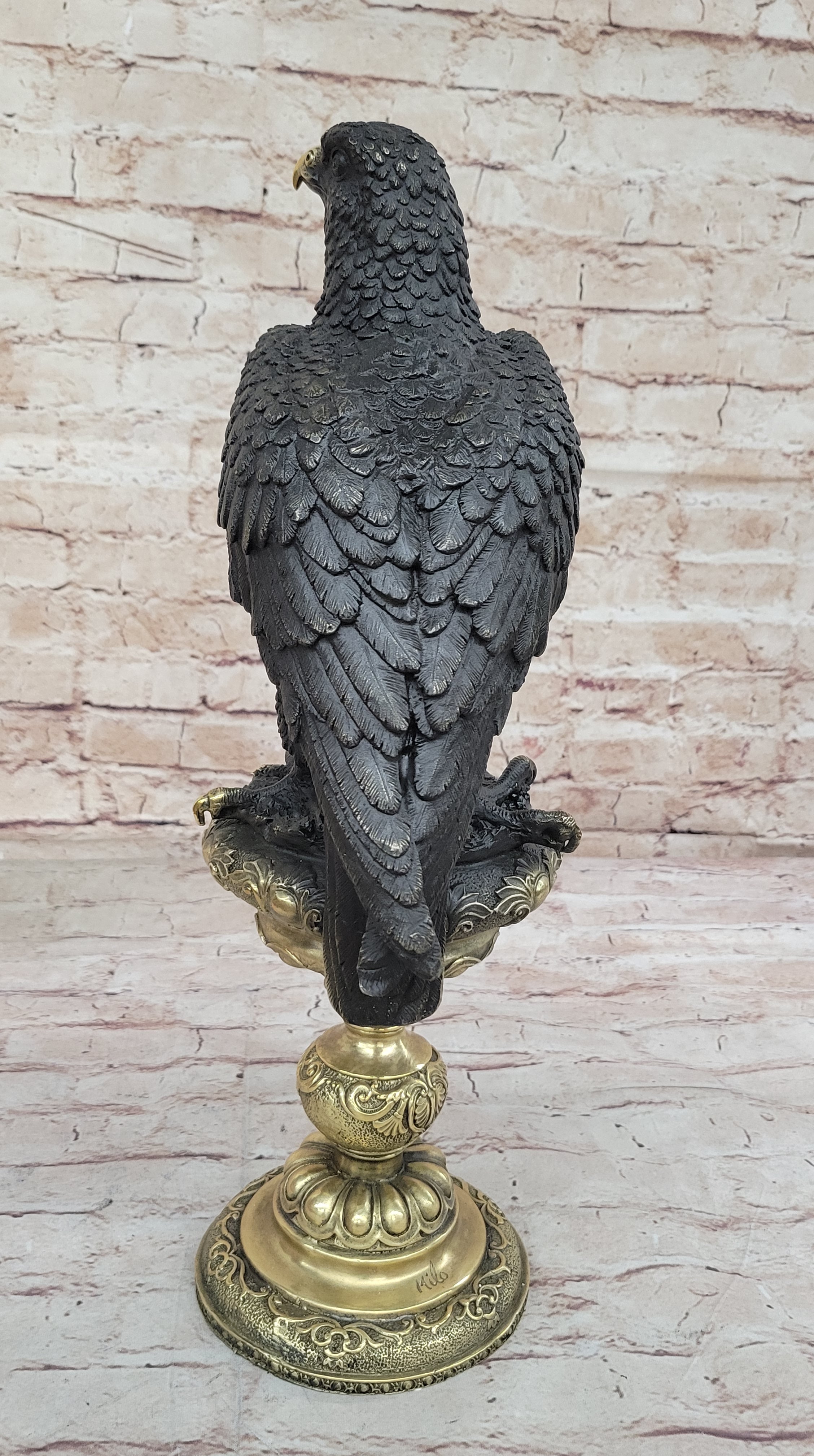 Milo`s Animal Art: Large Original Bronze Eagle Sculpture - Home Office Decor