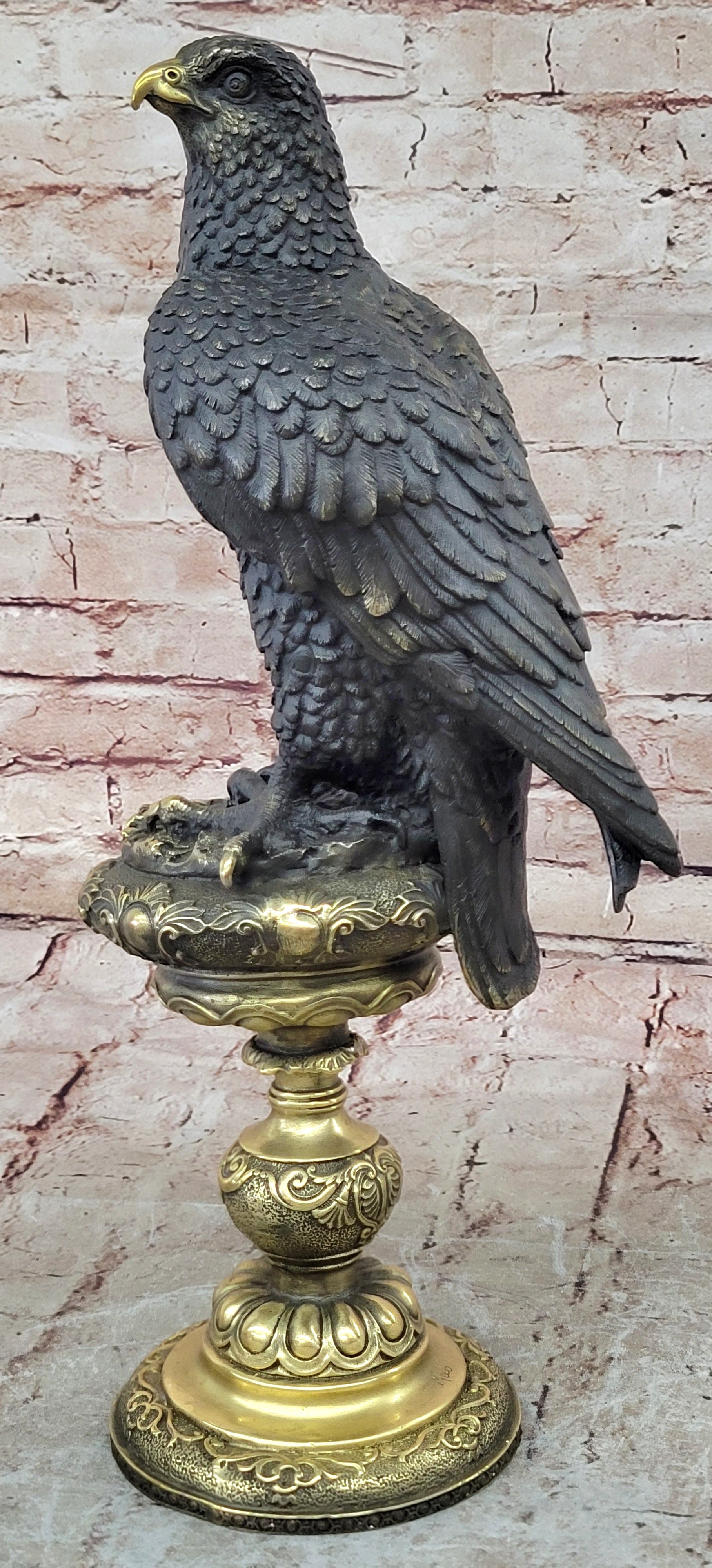 Milo`s Animal Art: Large Original Bronze Eagle Sculpture - Home Office Decor