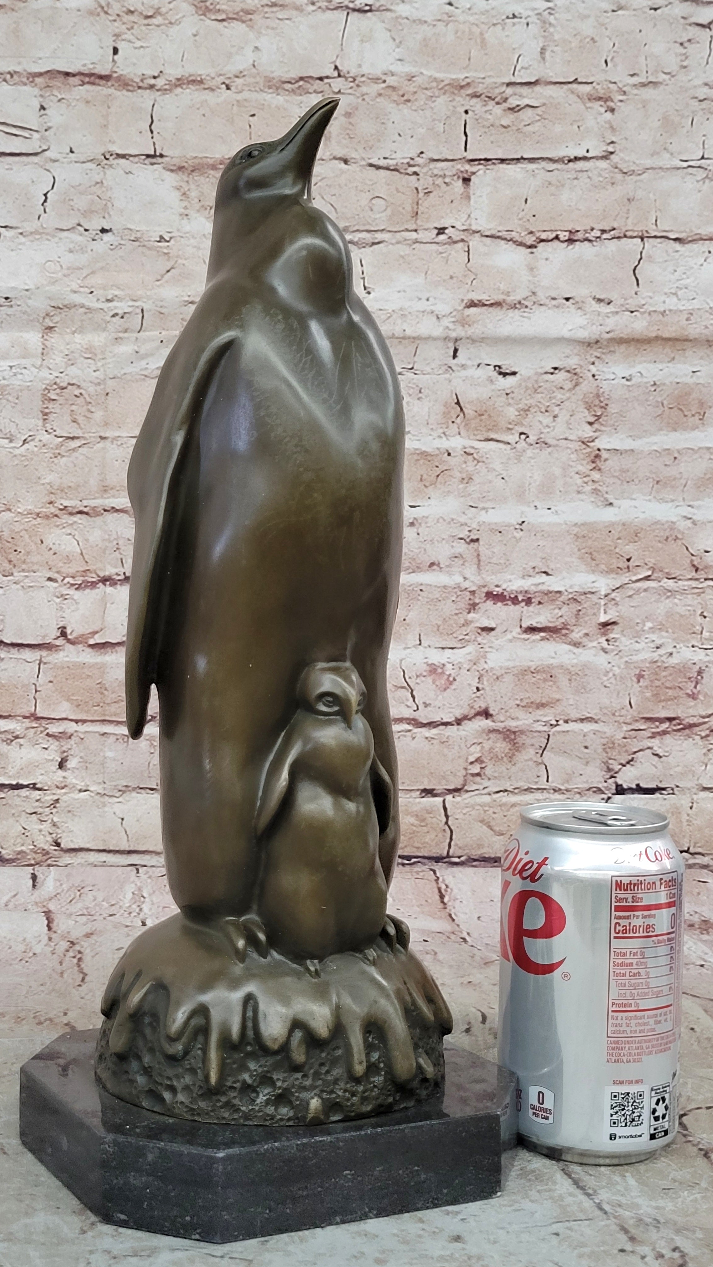 Handcrafted Detailed Penguin Family Abstract Modern Art Bird Bronze Sculpture
