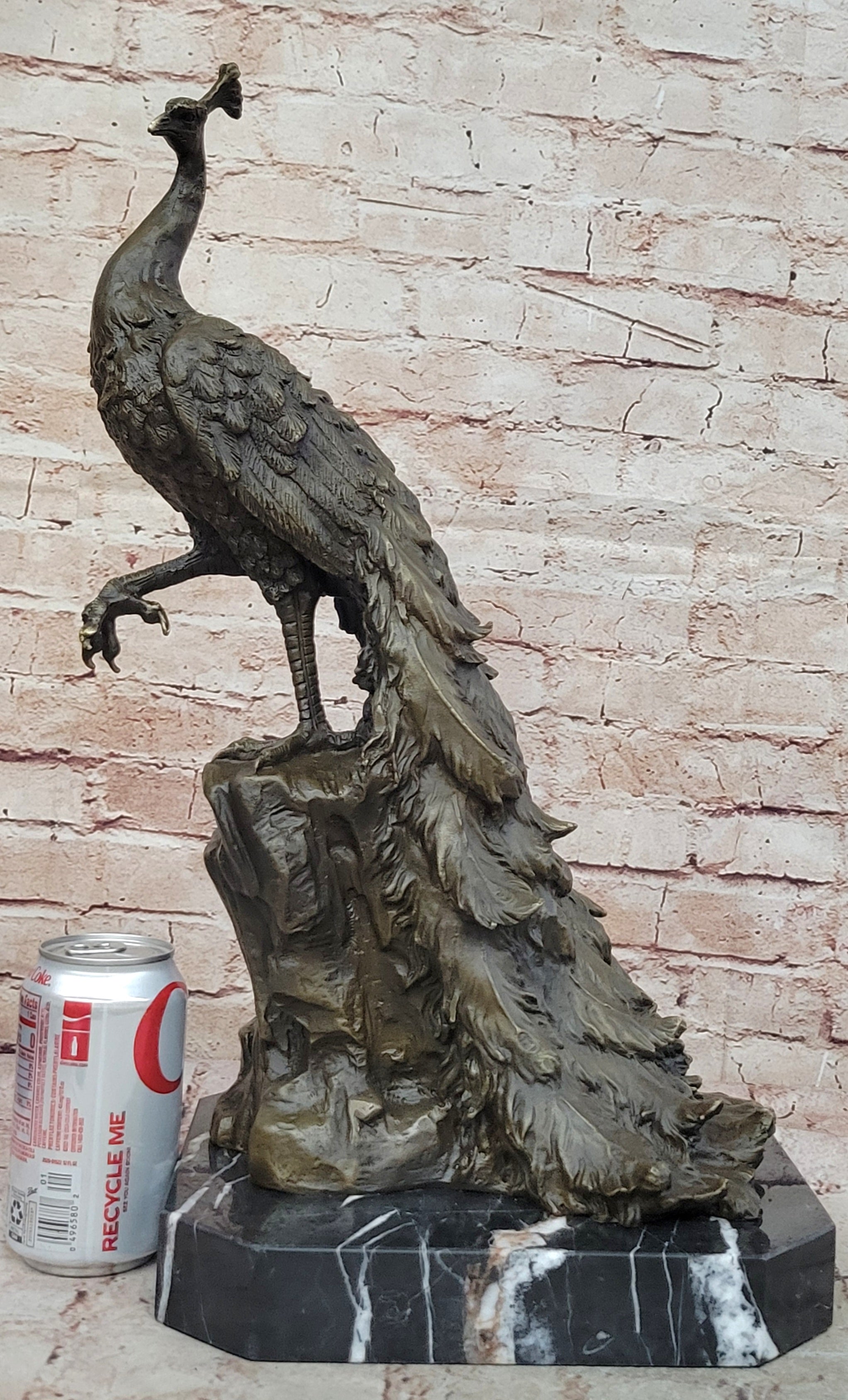 Hand Made Peacock Bird Bronze Sculpture Statue by Milo Museum Quality Figurine