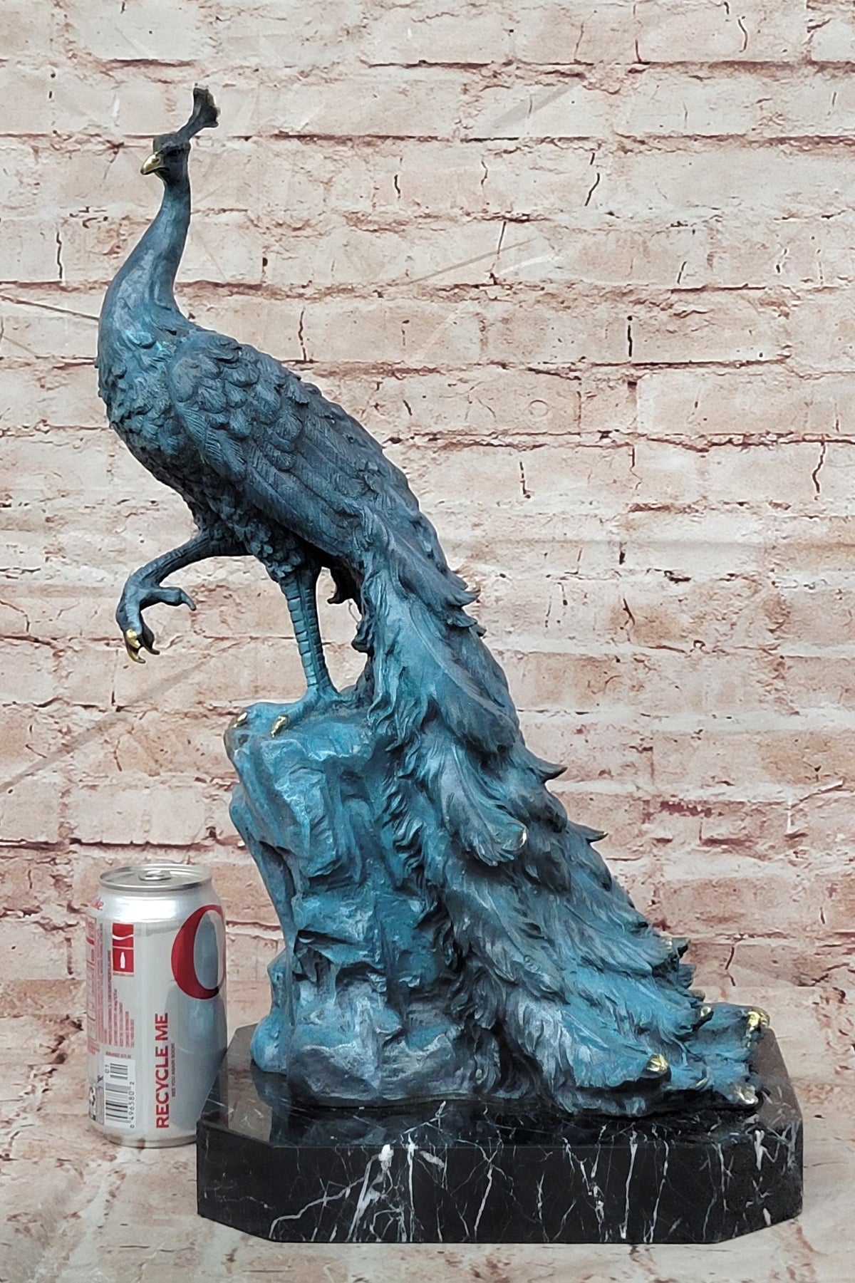 Art Deco Fine Detailed Handcrafted Peacock Bronze Sculpture Statue Figurine Sale
