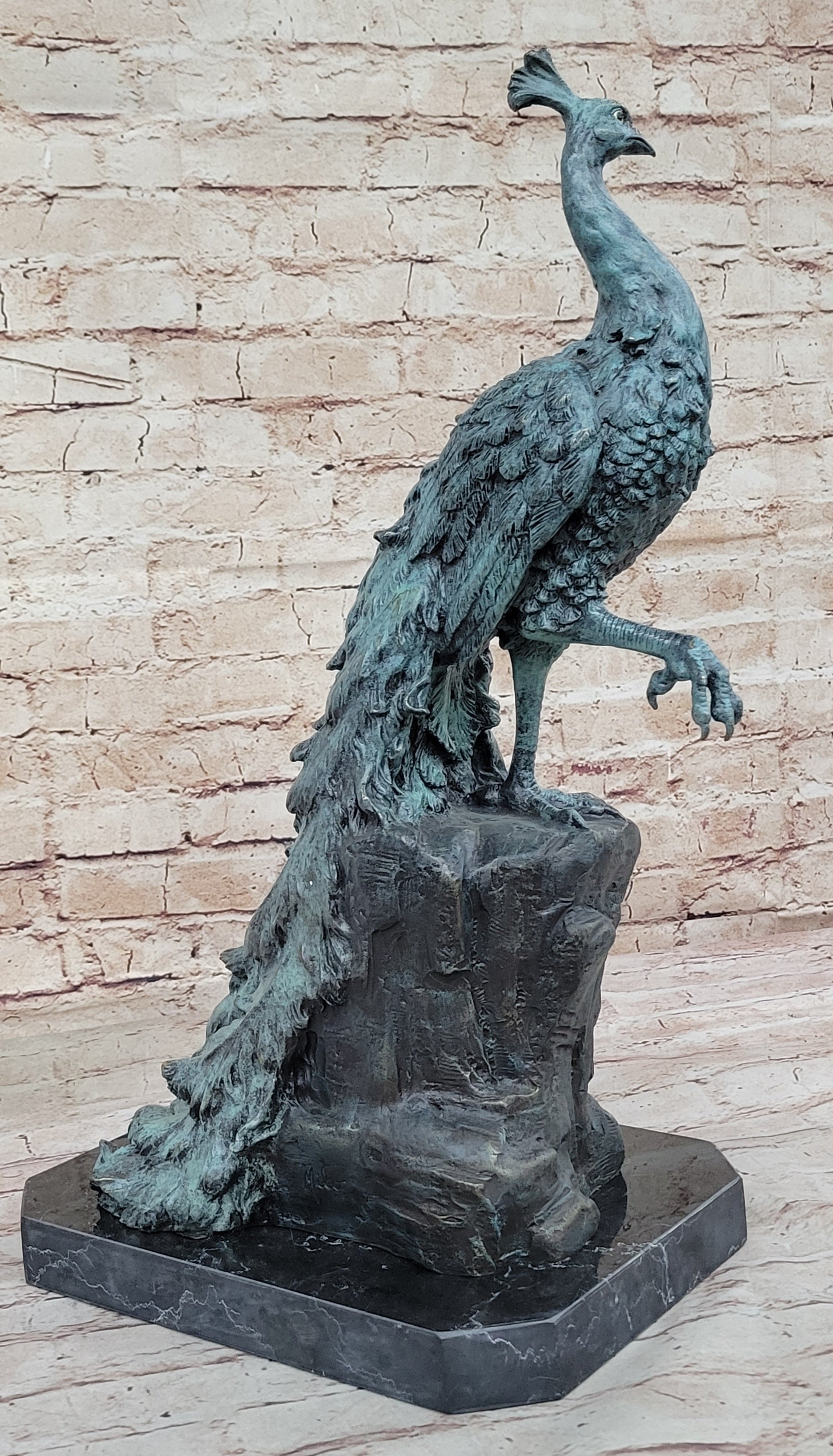 Art Deco Handcrafted Bronze Peacock Sculpture – Fine Detailed Figurine for Home & Office Décor | Limited-Time Sale