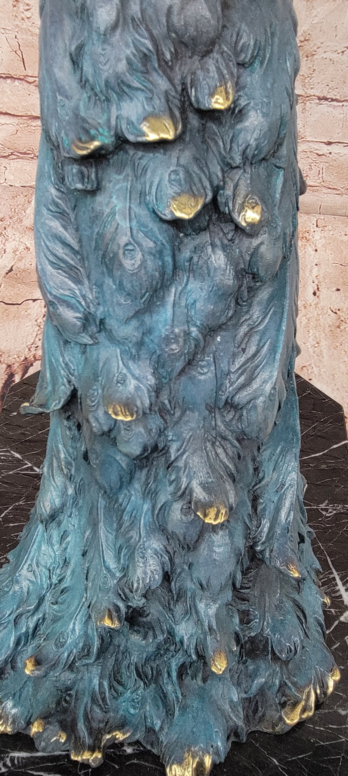 Art Deco Fine Detailed Handcrafted Peacock Bronze Sculpture Statue Figurine Sale