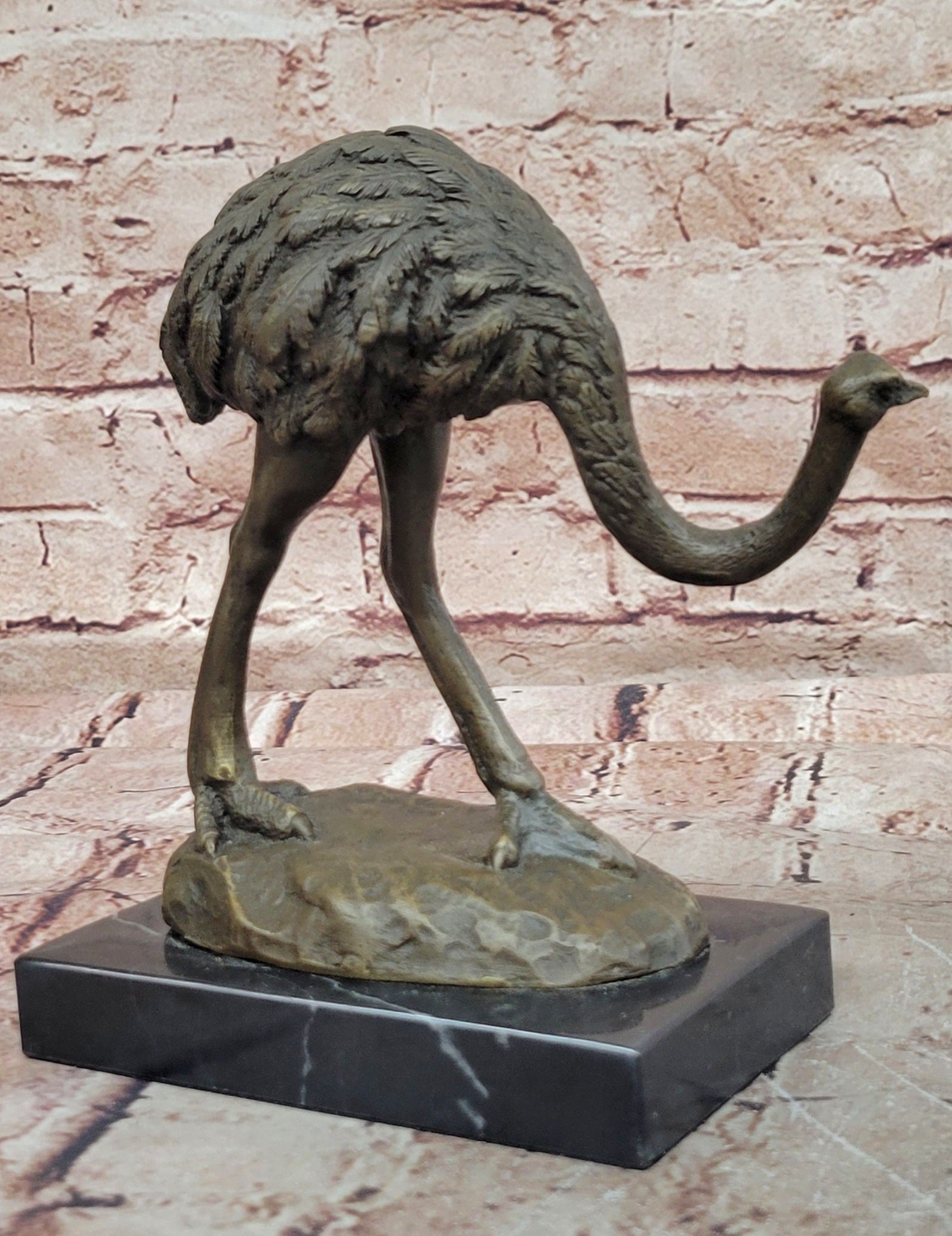 Handcrafted Milo Ostrich Bronze Sculpture Lost Wax Wildlife Artwork
