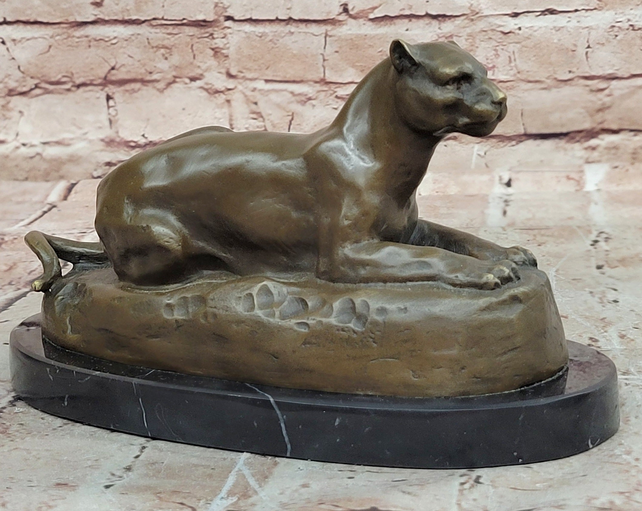 Bronze Sculpture by French Artist Barye Jaguar Puma Hot Cast Statue Wildlife