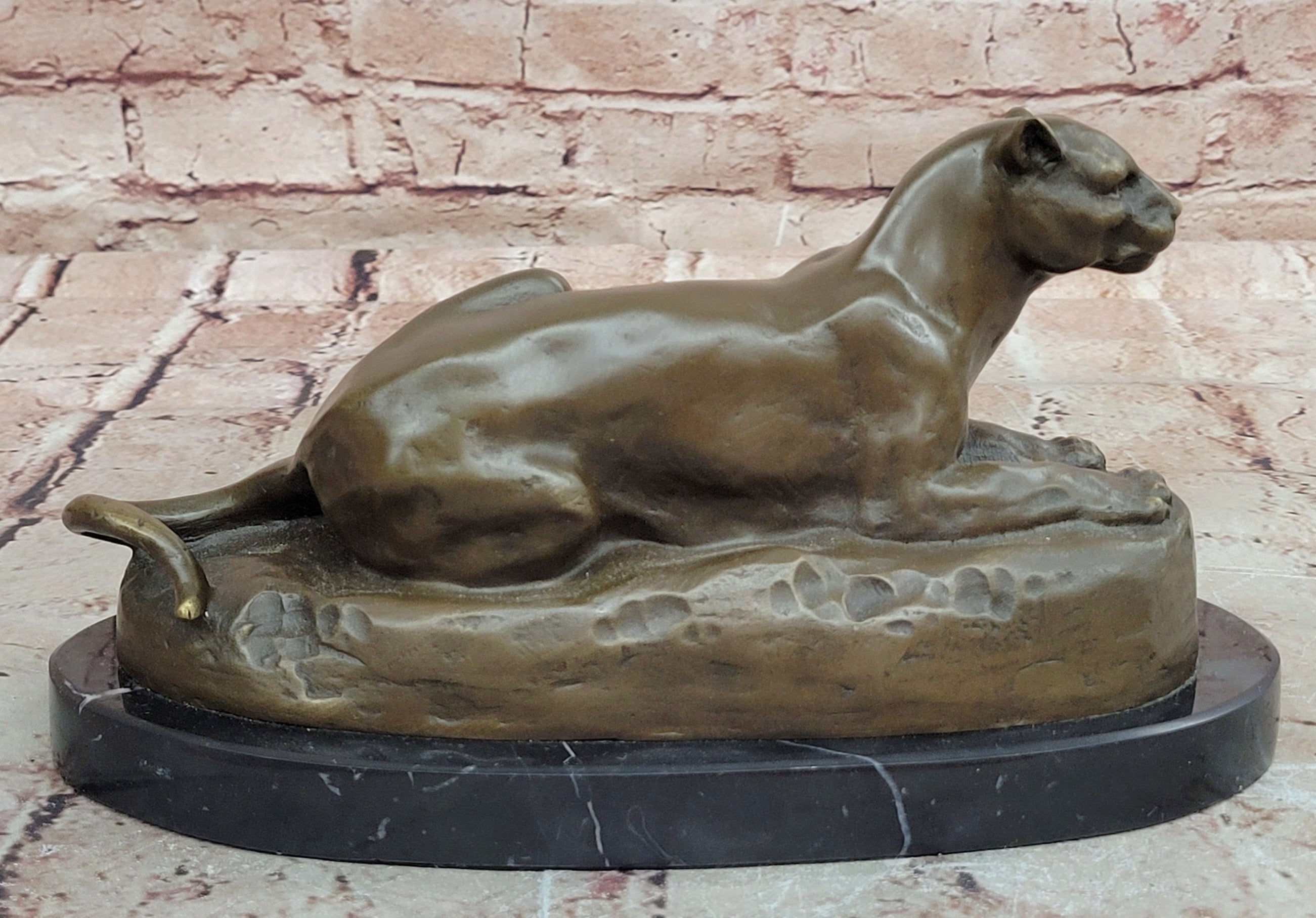 Bronze Sculpture by French Artist Barye Jaguar Puma Hot Cast Statue Wildlife