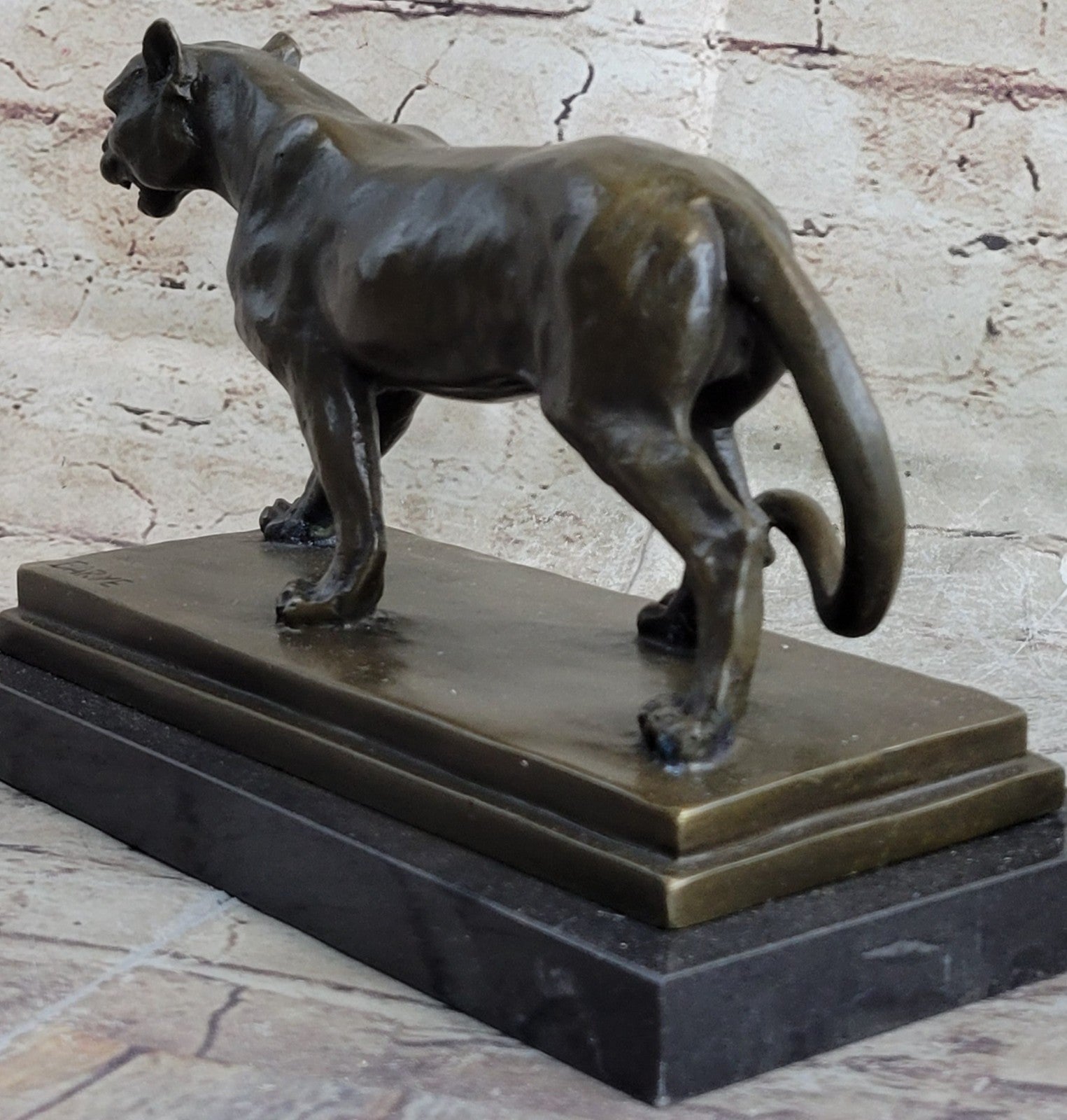 Bronze Sculpture Jaguar Cougar Mountain Lion Hand Made Wildlife Animal Statue
