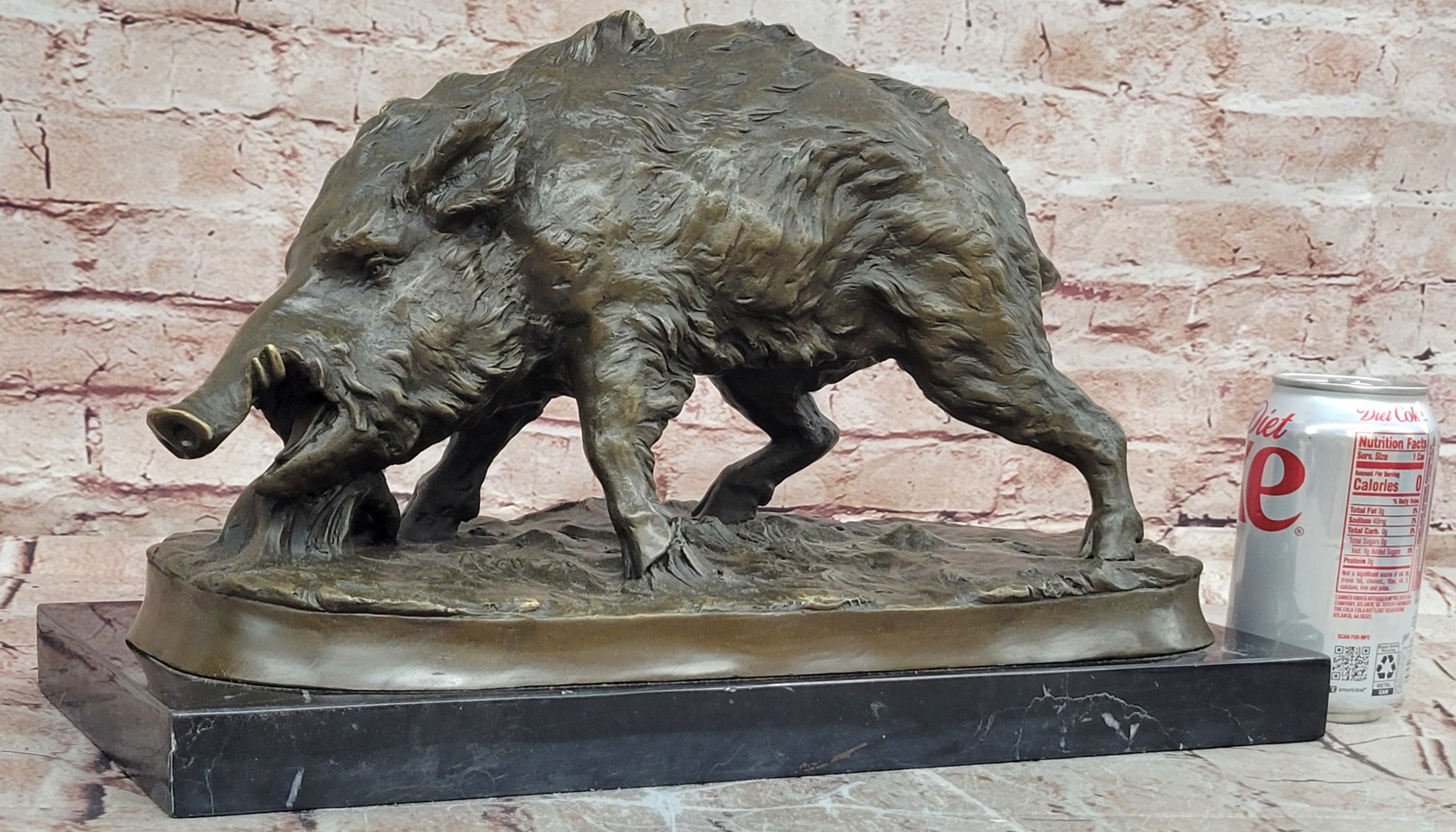 Large Bronze Hog Statue Wild Boar Sculpture Realistic Animalier Art Piece