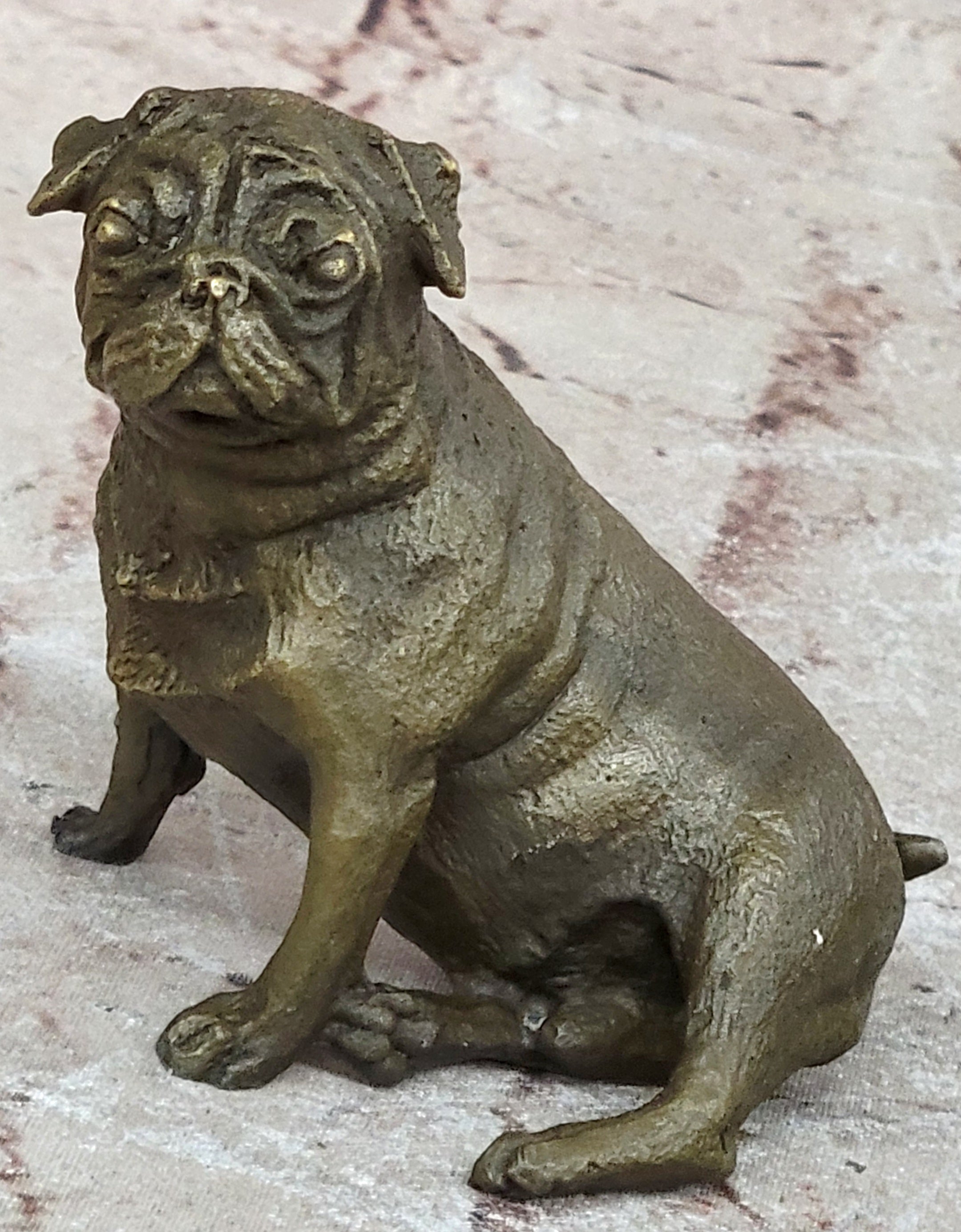 Bronze Sculpture Miniature Paper Holder Pug Dog Hot Cast Figurine Decor Sale