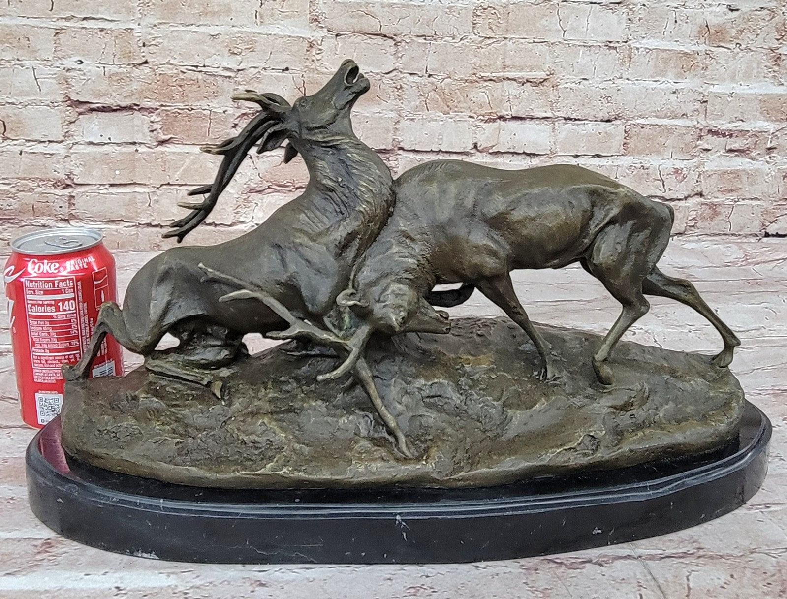 Art Deco Signed Original Two Elks Hot Cast Bronze Sculpture Lost Wax Deal  Sale