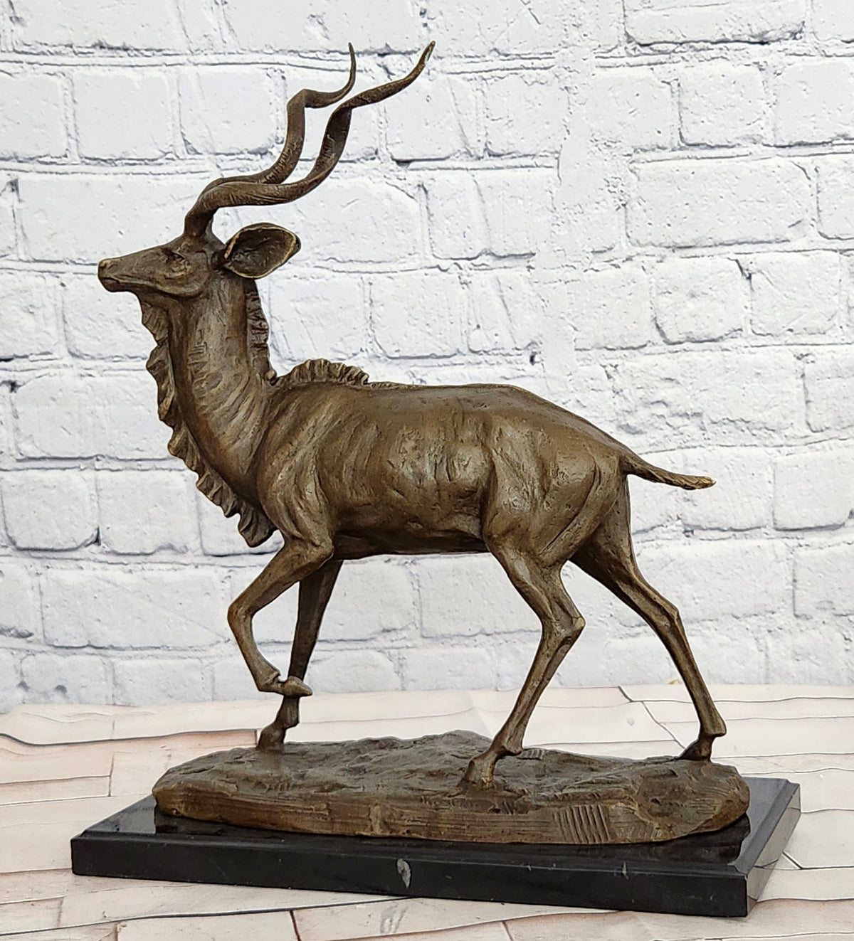 Signed Original Milo Wildlife Animal African Kudu Bronze Sculpture Statue Decor