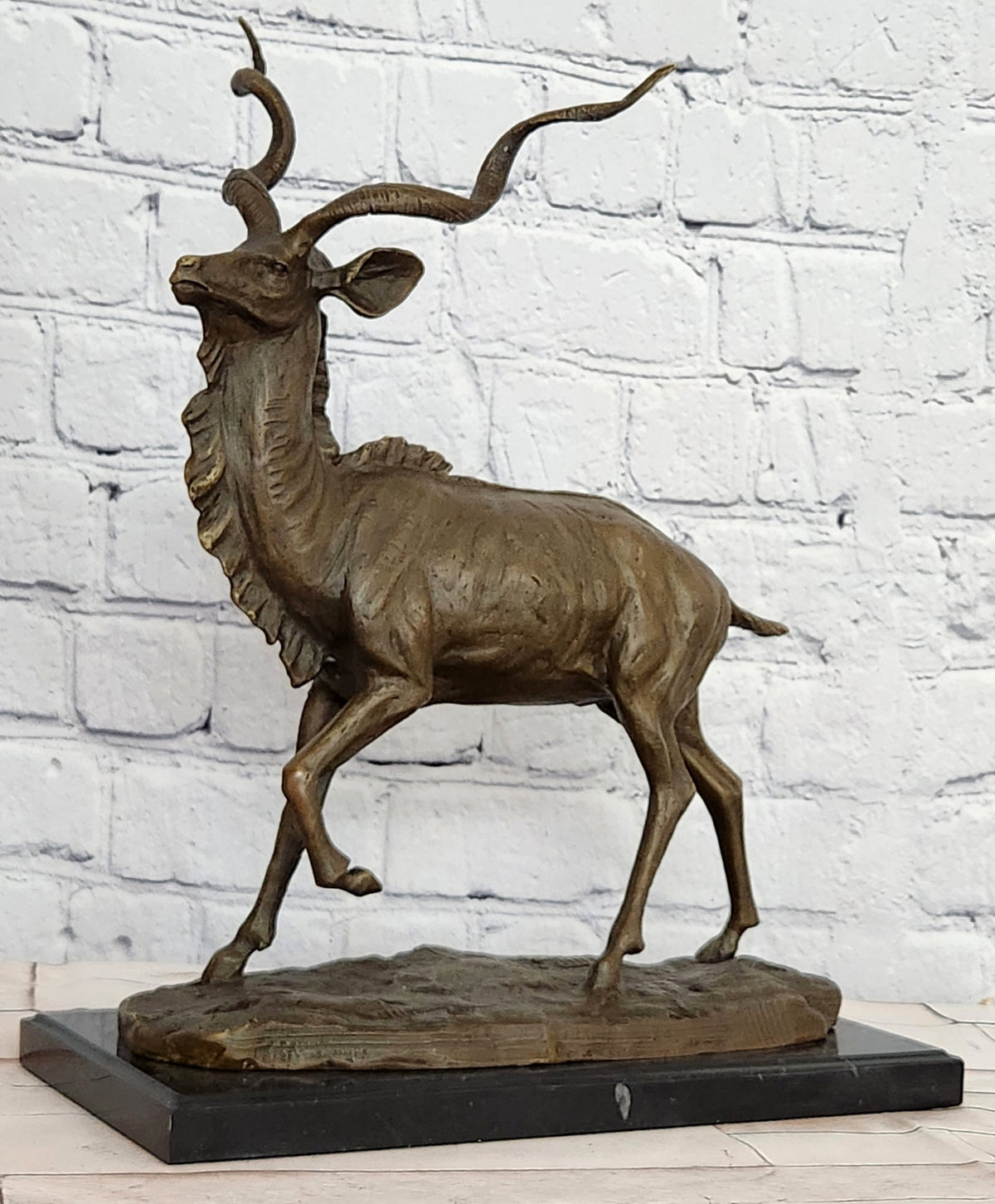 Signed Original Milo Wildlife Animal African Kudu Bronze Sculpture Statue Decor