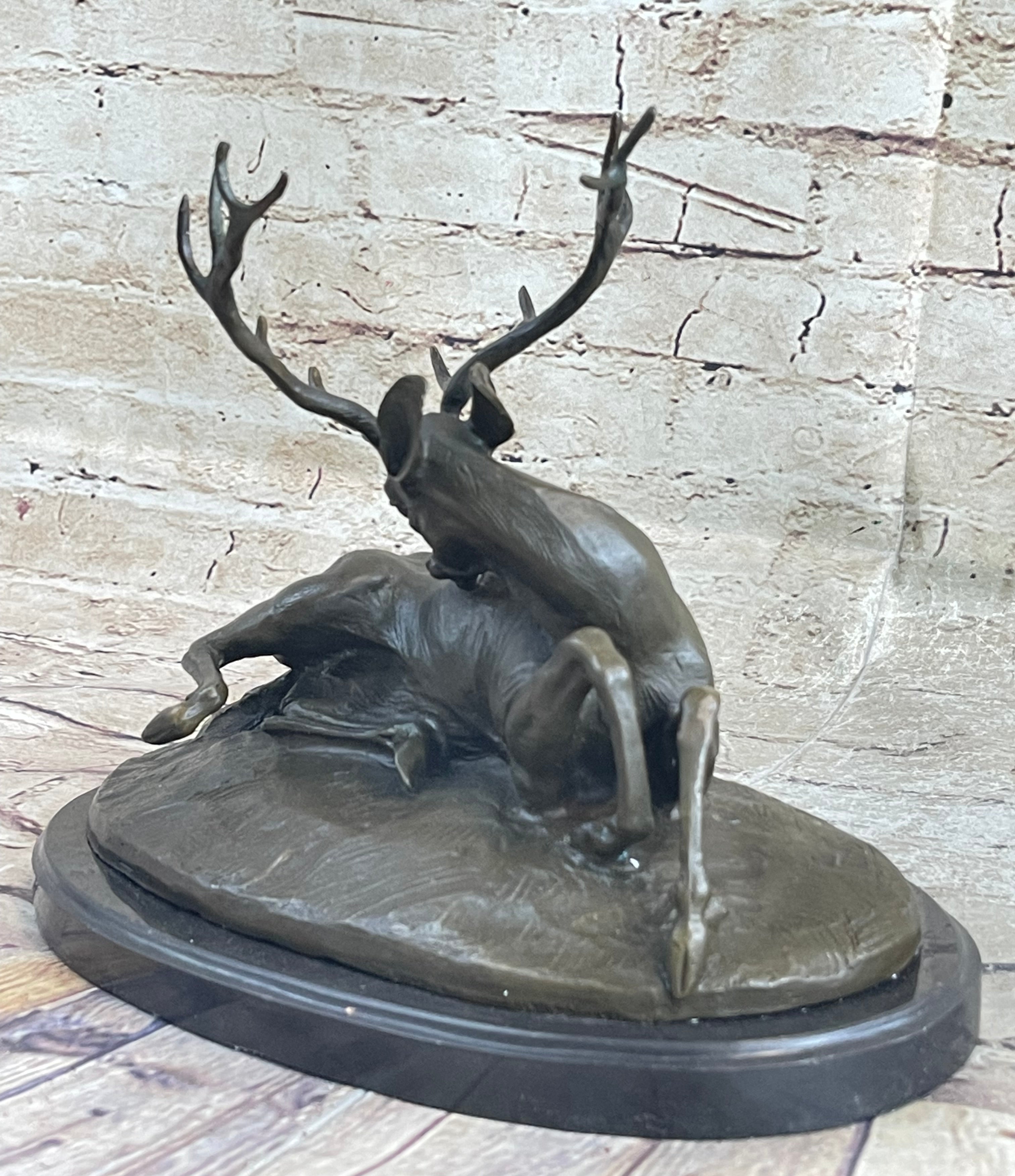 BUCK ANTELOPE TROPHY Handcrafted Original Art Bronze Sculpture Statue Figurine