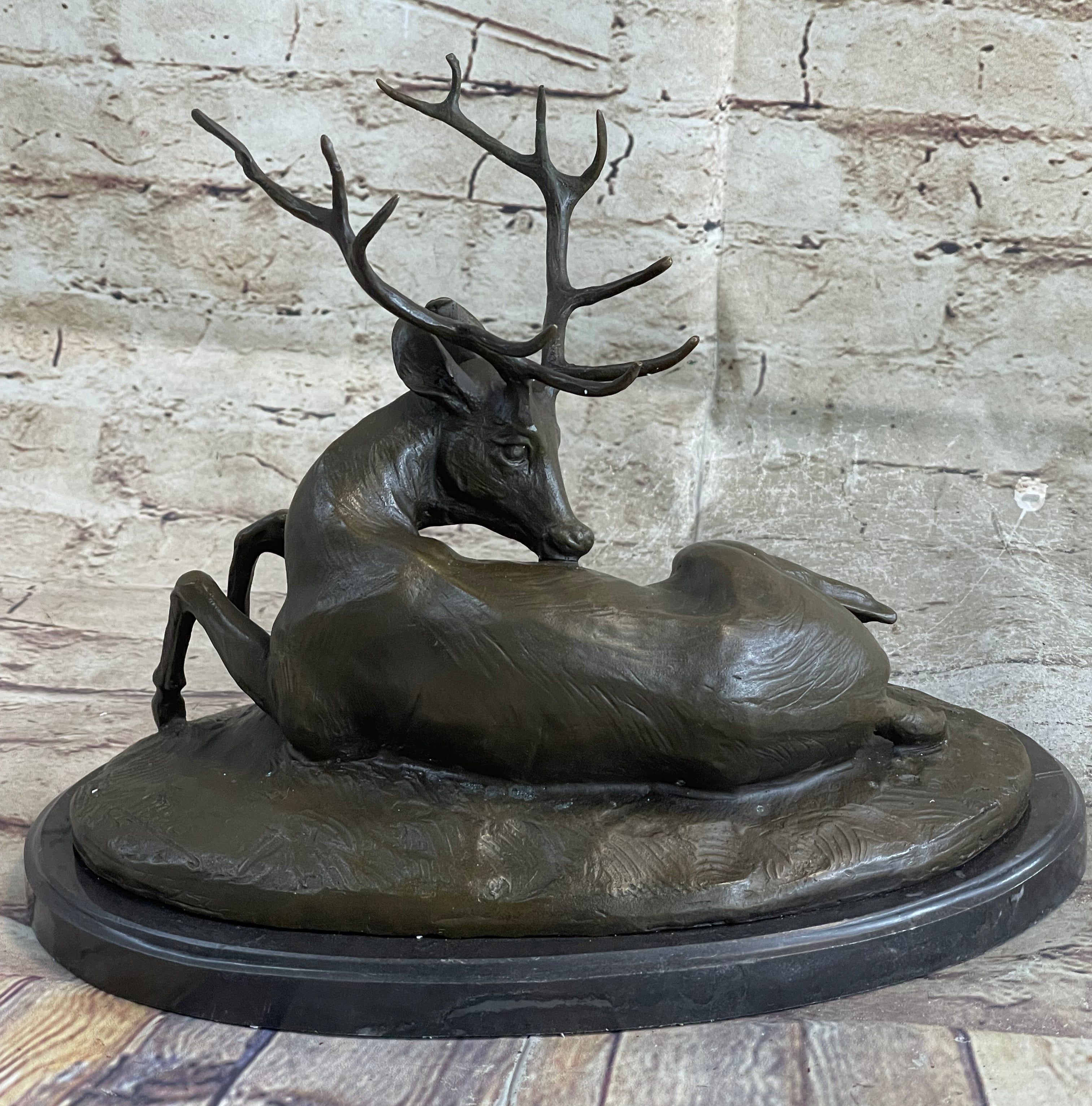 BUCK ANTELOPE TROPHY Handcrafted Original Art Bronze Sculpture Statue Figurine