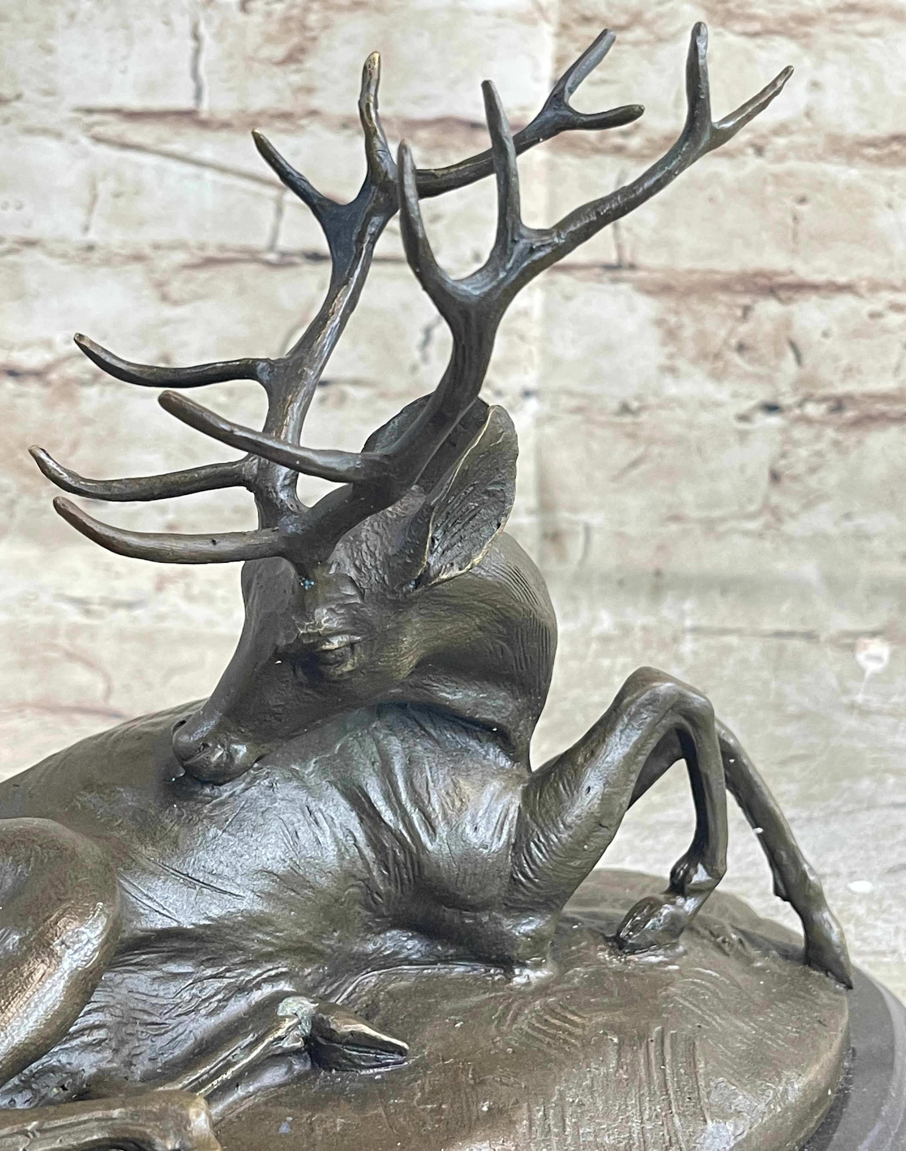 BUCK ANTELOPE TROPHY Handcrafted Original Art Bronze Sculpture Statue Figurine