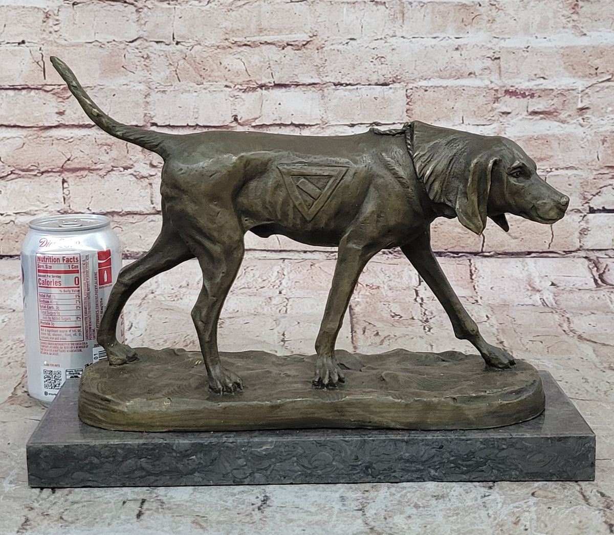 Handcrafted bronze sculpture SALE Dog Foxhound Signed Marble Base Figurine