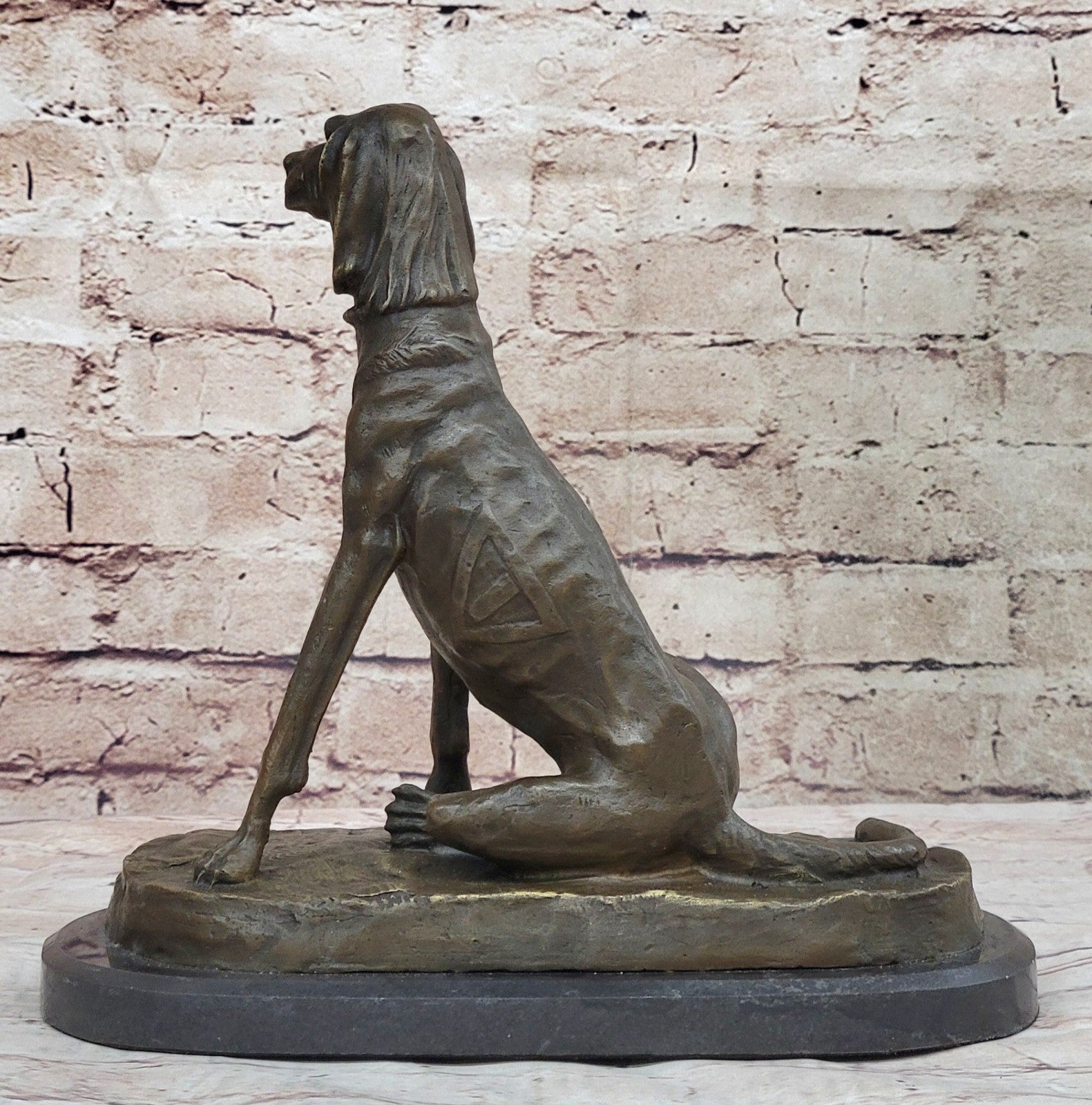 Vintage Bassett Hound Dog Figurine on Base Heavy Bronze  Made in Europe By Cail