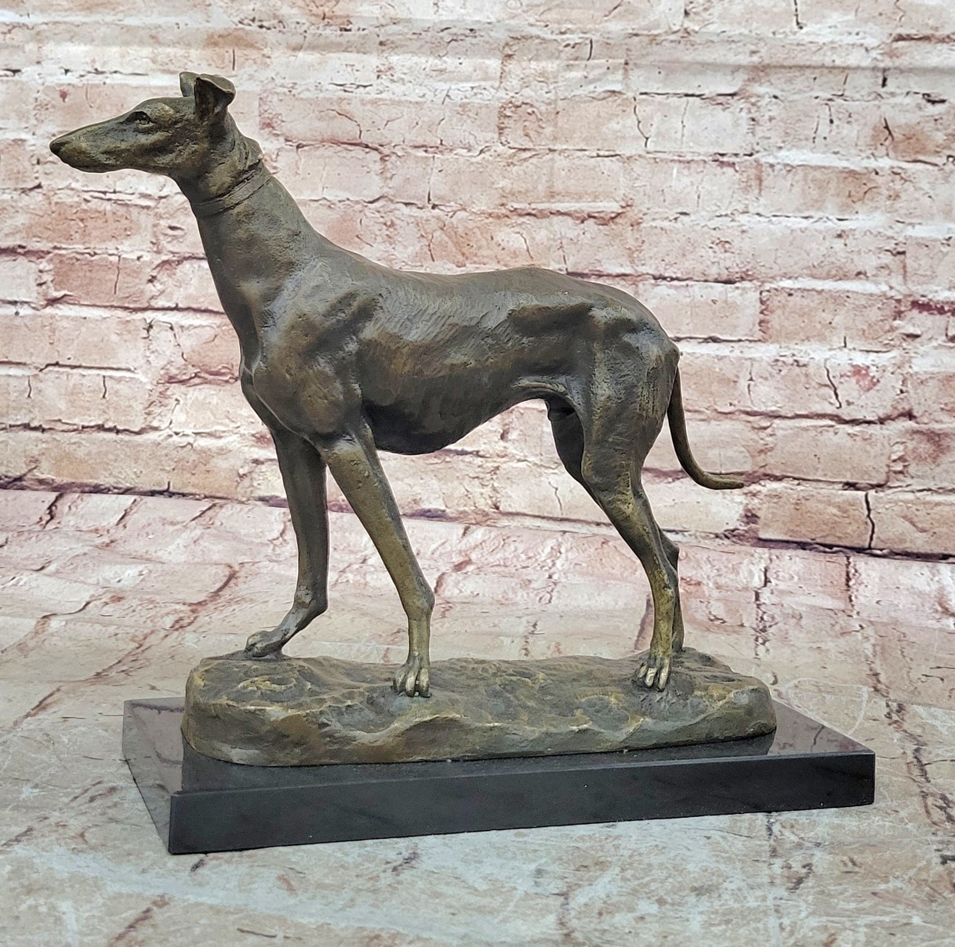 Handcrafted Detailed Greyhound Dog Bronze Sculpture Figurine Figure Decor Gift