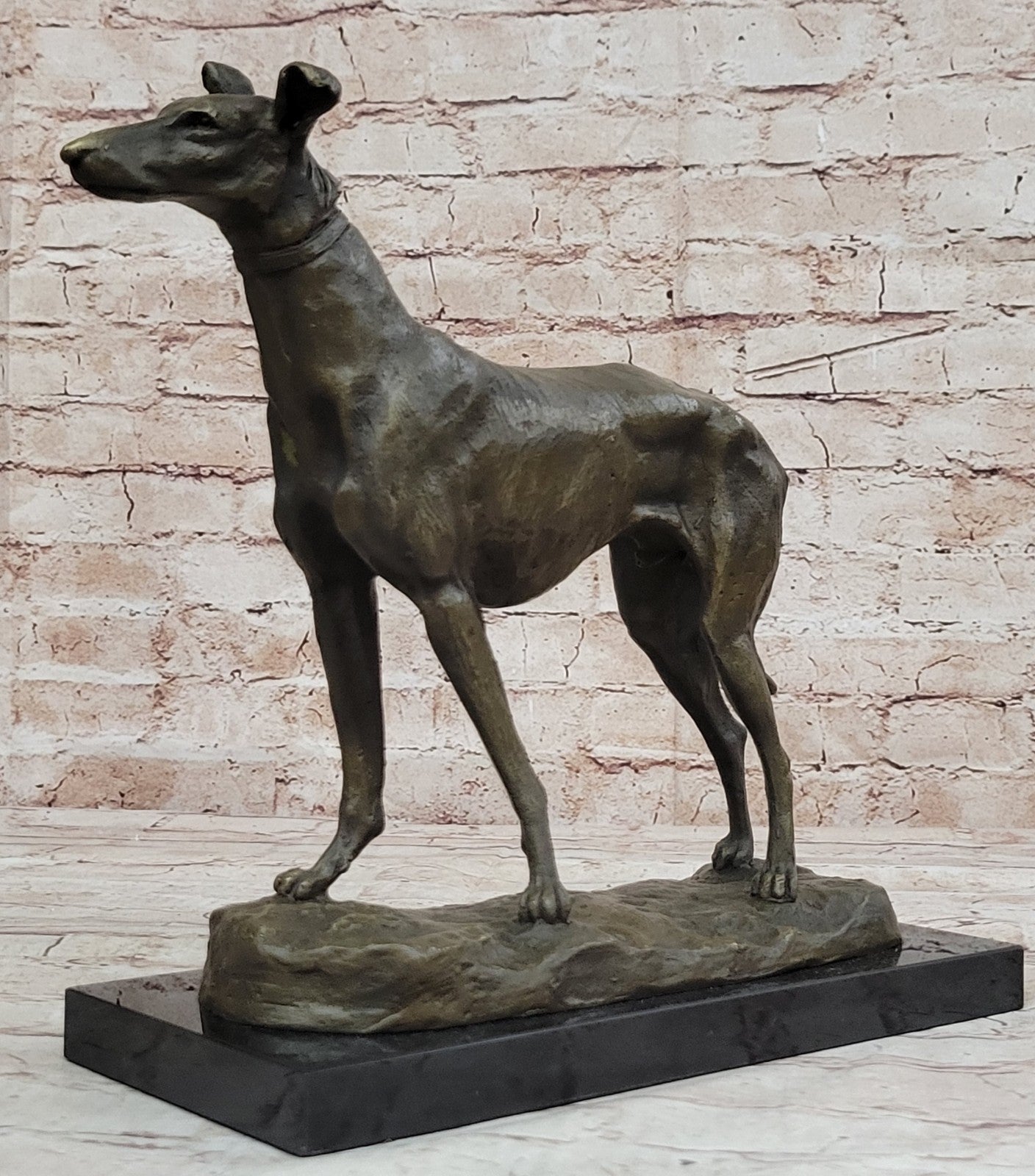 Handcrafted Detailed Greyhound Dog Bronze Sculpture Figurine Figure Decor Gift