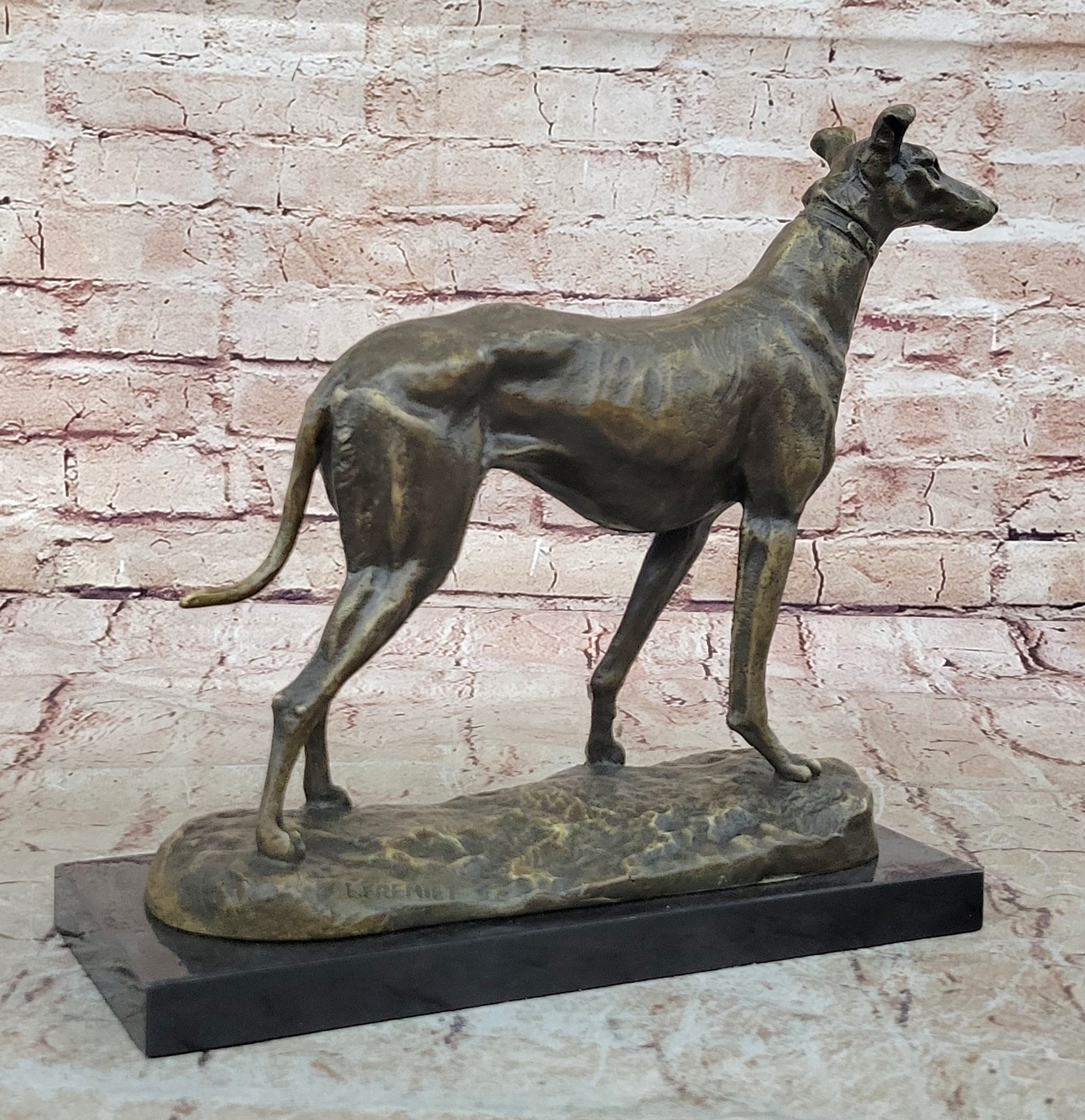 Handcrafted Detailed Greyhound Dog Bronze Sculpture Figurine Figure Decor Gift