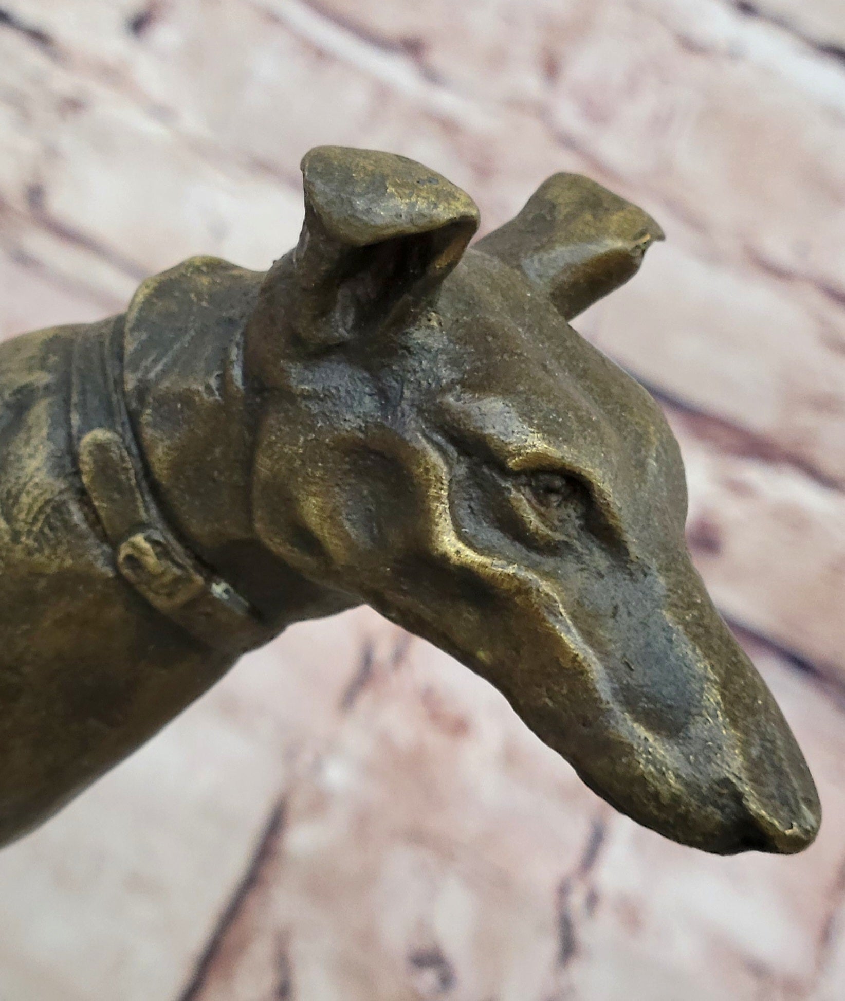 Handcrafted Detailed Greyhound Dog Bronze Sculpture Figurine Figure Decor Gift