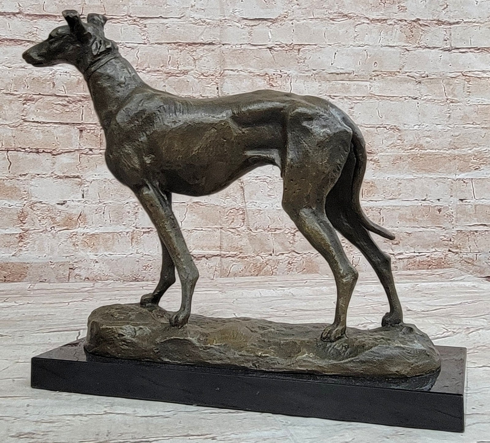 Handcrafted Detailed Greyhound Dog Bronze Sculpture Figurine Figure Decor Gift