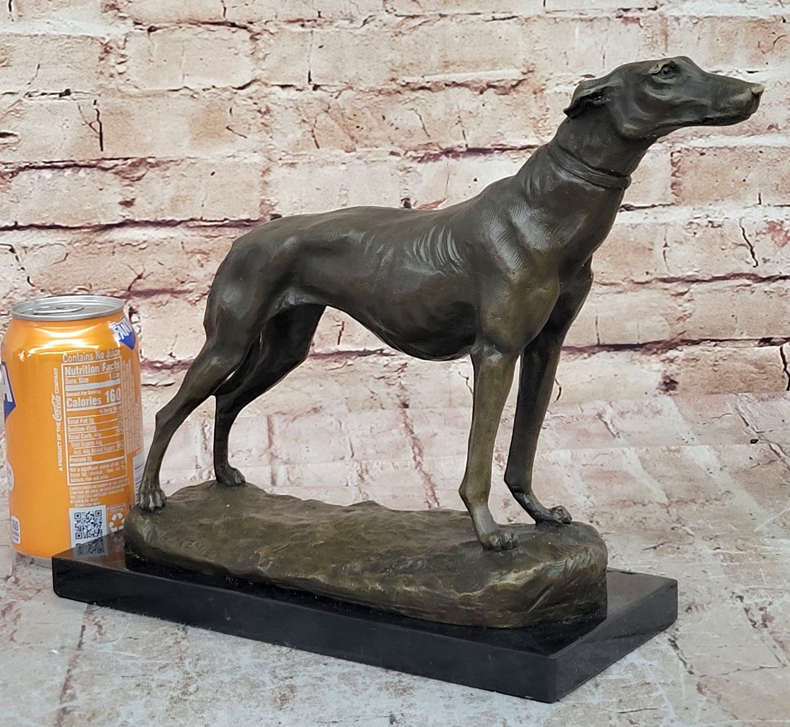 LARGE RARE bronze brass Greyhound Whippet Dog statue unique vintage sculpture
