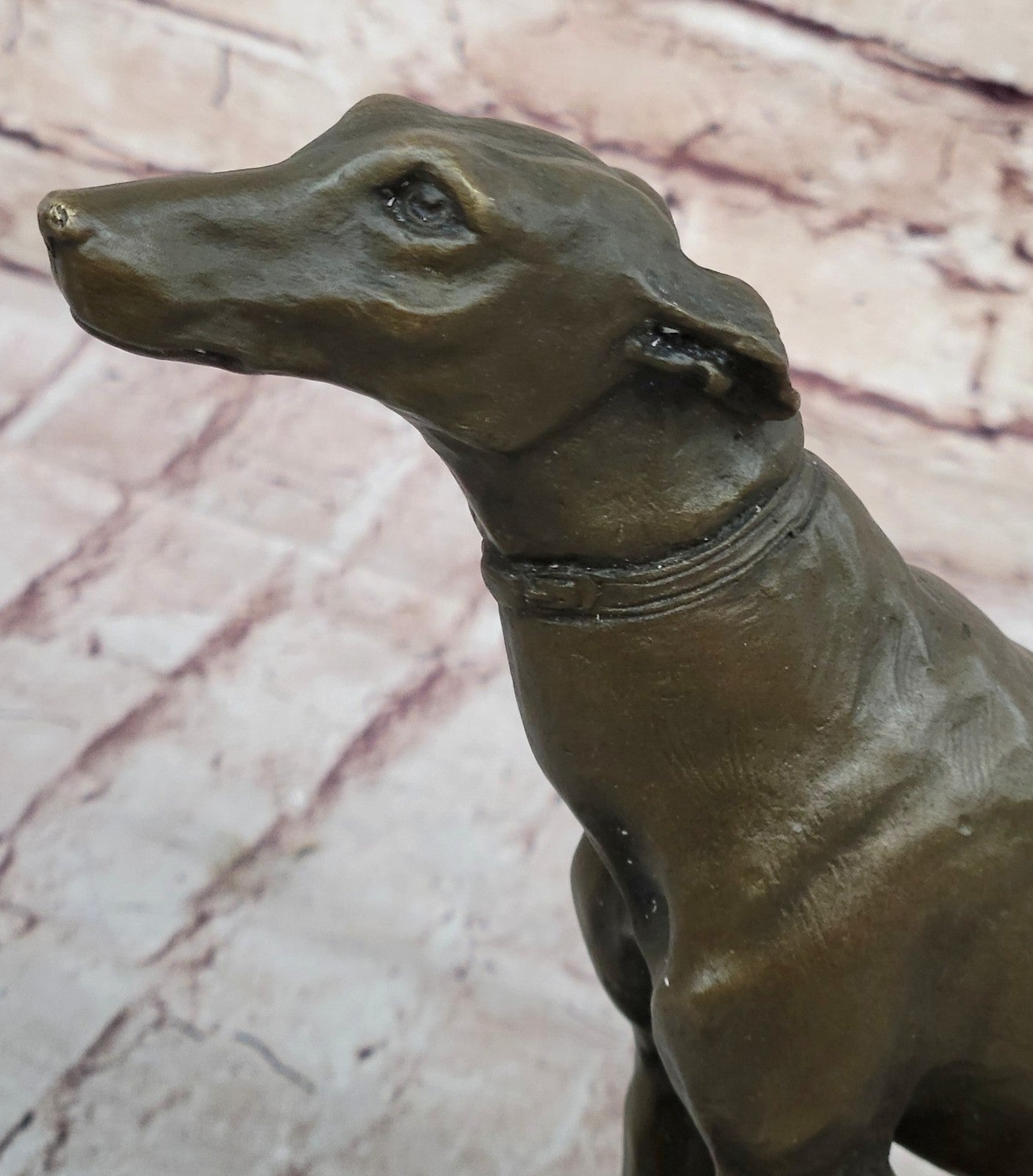 LARGE RARE bronze brass Greyhound Whippet Dog statue unique vintage sculpture