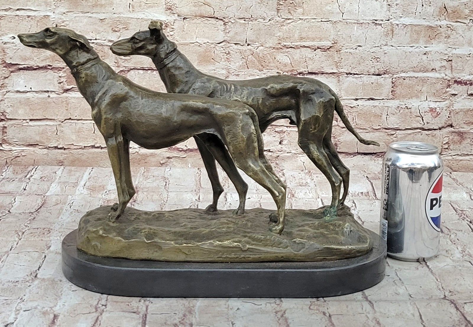 Handcrafted Detailed 2 Racing Dog Bronze Masterpiece Art Deco Figurine