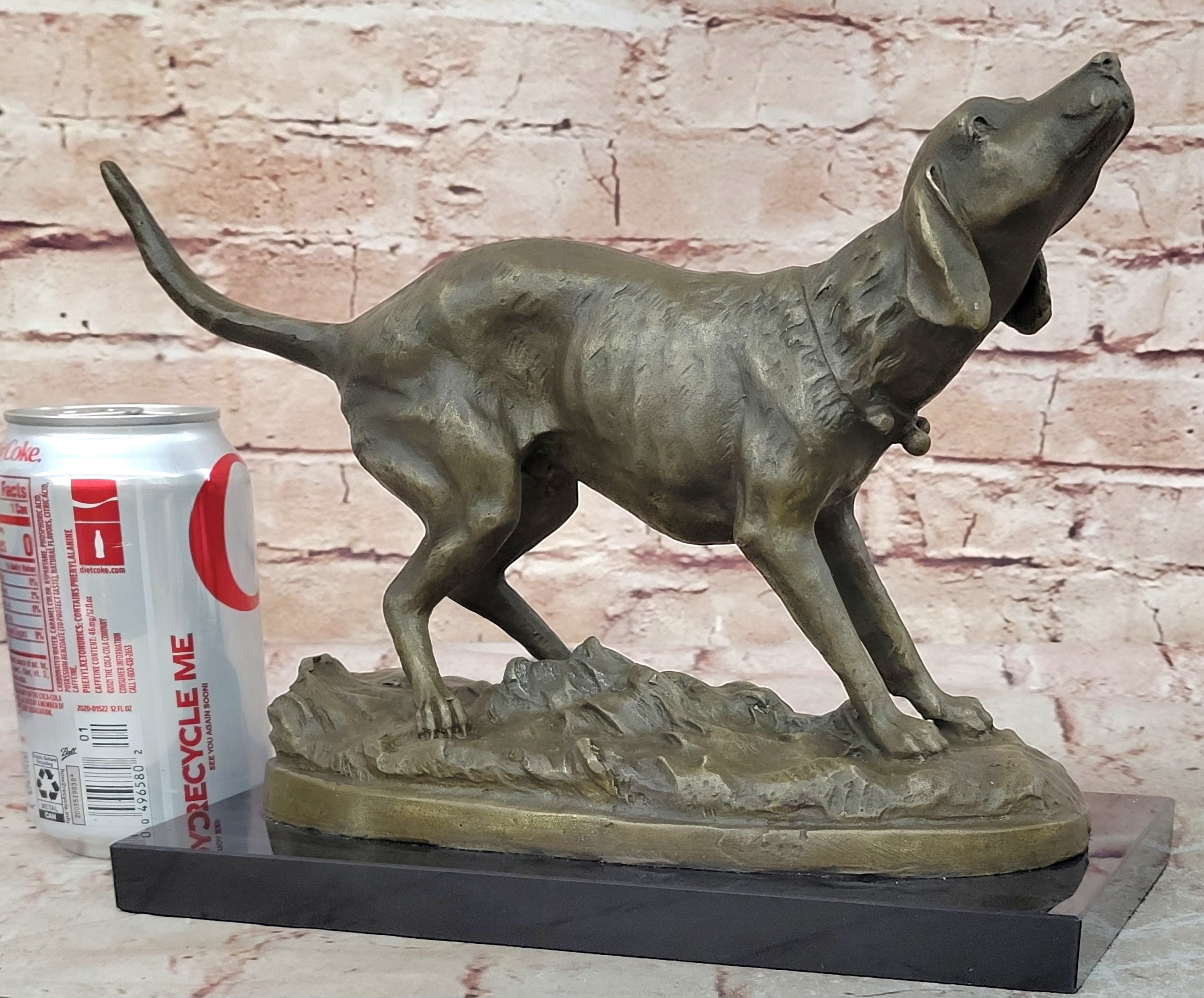 Black Yellow Labrador Retriever Hunting Water Gun Bird Dog Bronze Marble Statue