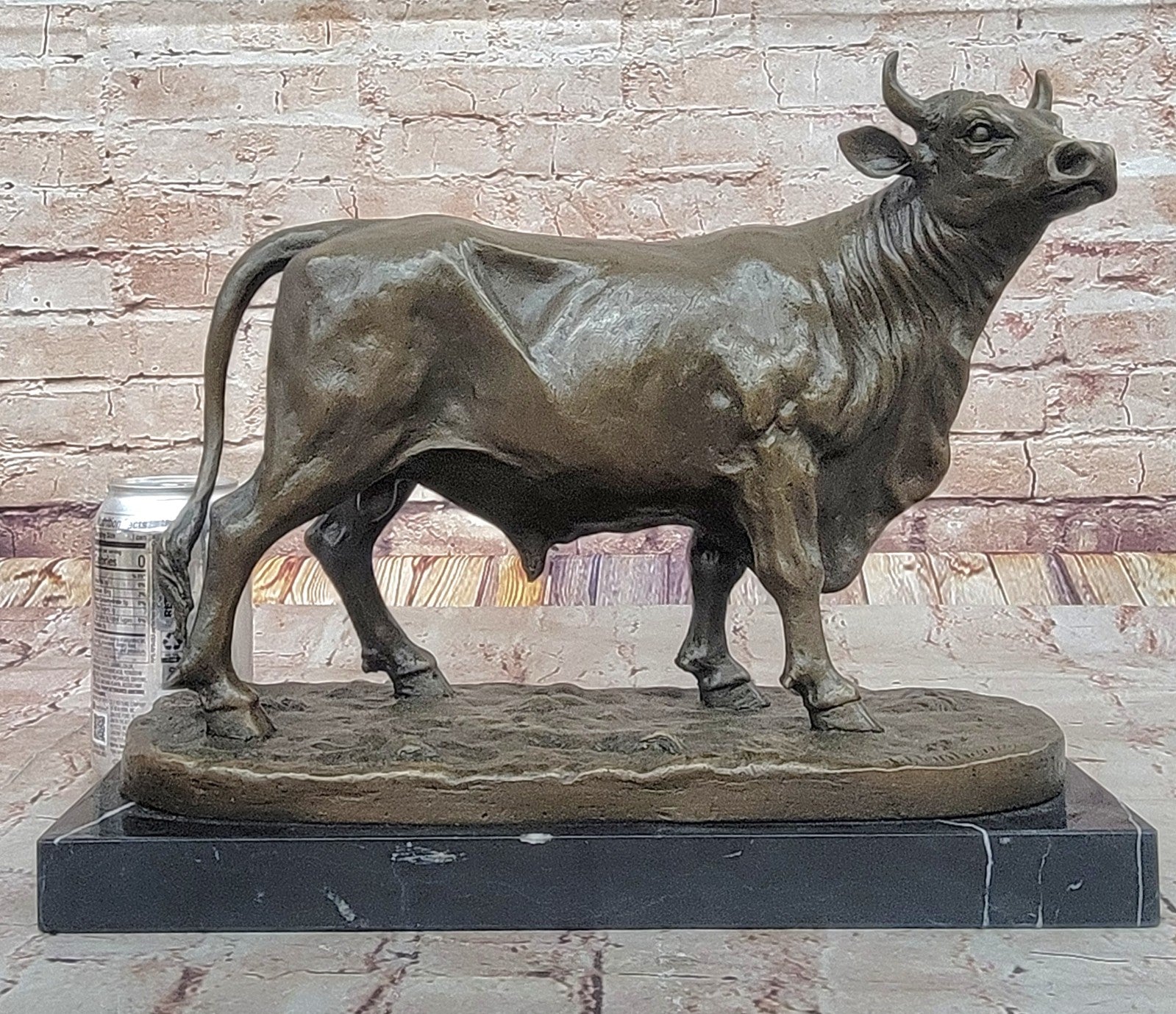 Bronze Sculpture Male Cow Bull Hand Made Detailed Figurine Figure Statuette