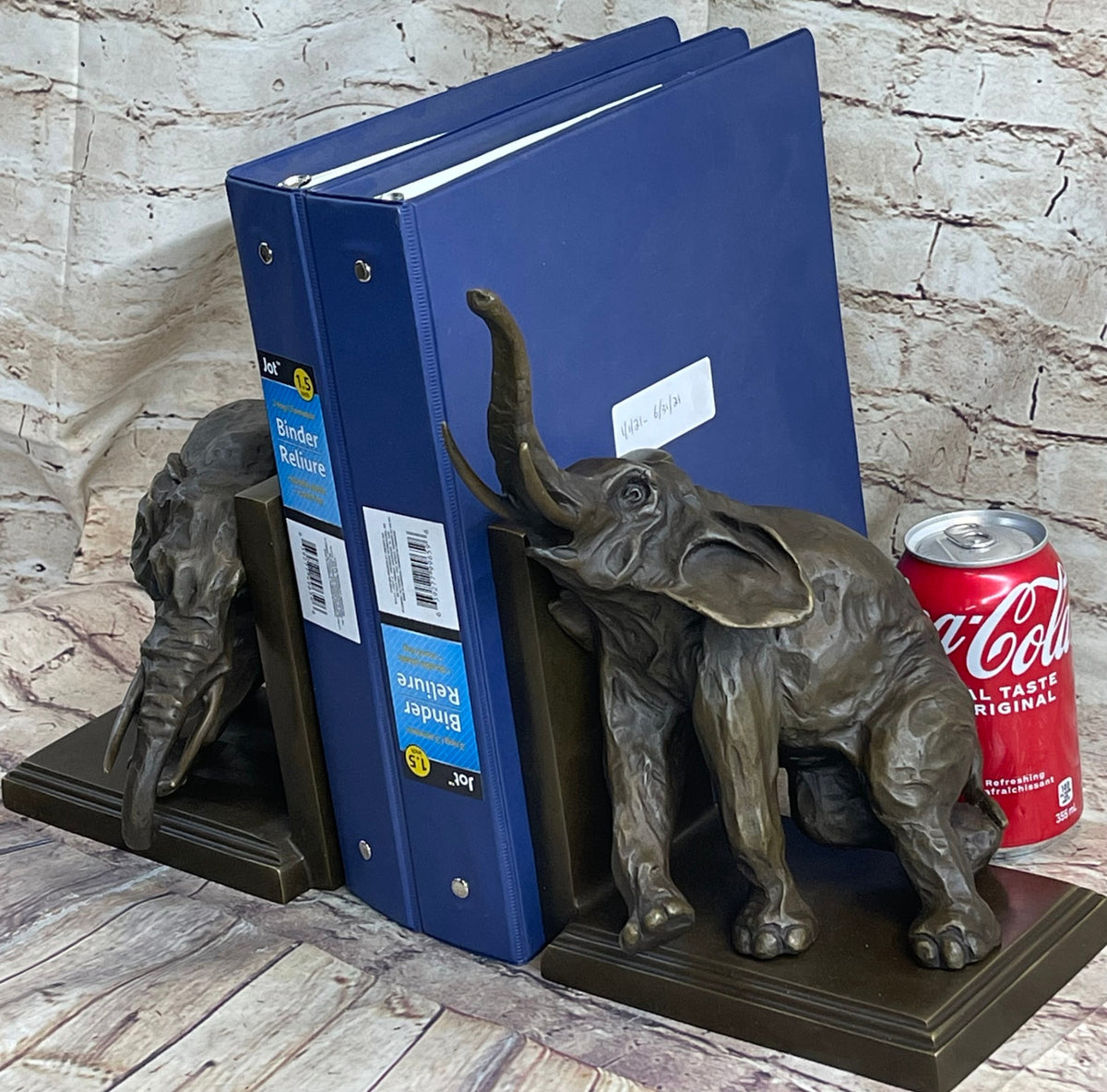 Bronze Statue Book Ends Bookends Sculpture Classic Elephant Elephants Figure