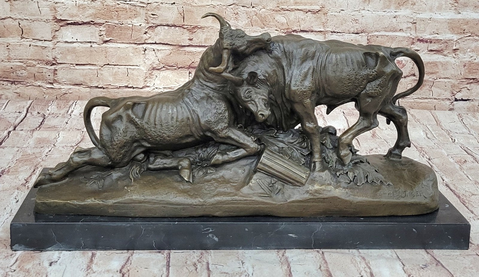 Hot Cast Bronze Figurine: Large Clesinger Fighting Bulls Sculpture, Artwork from Spain