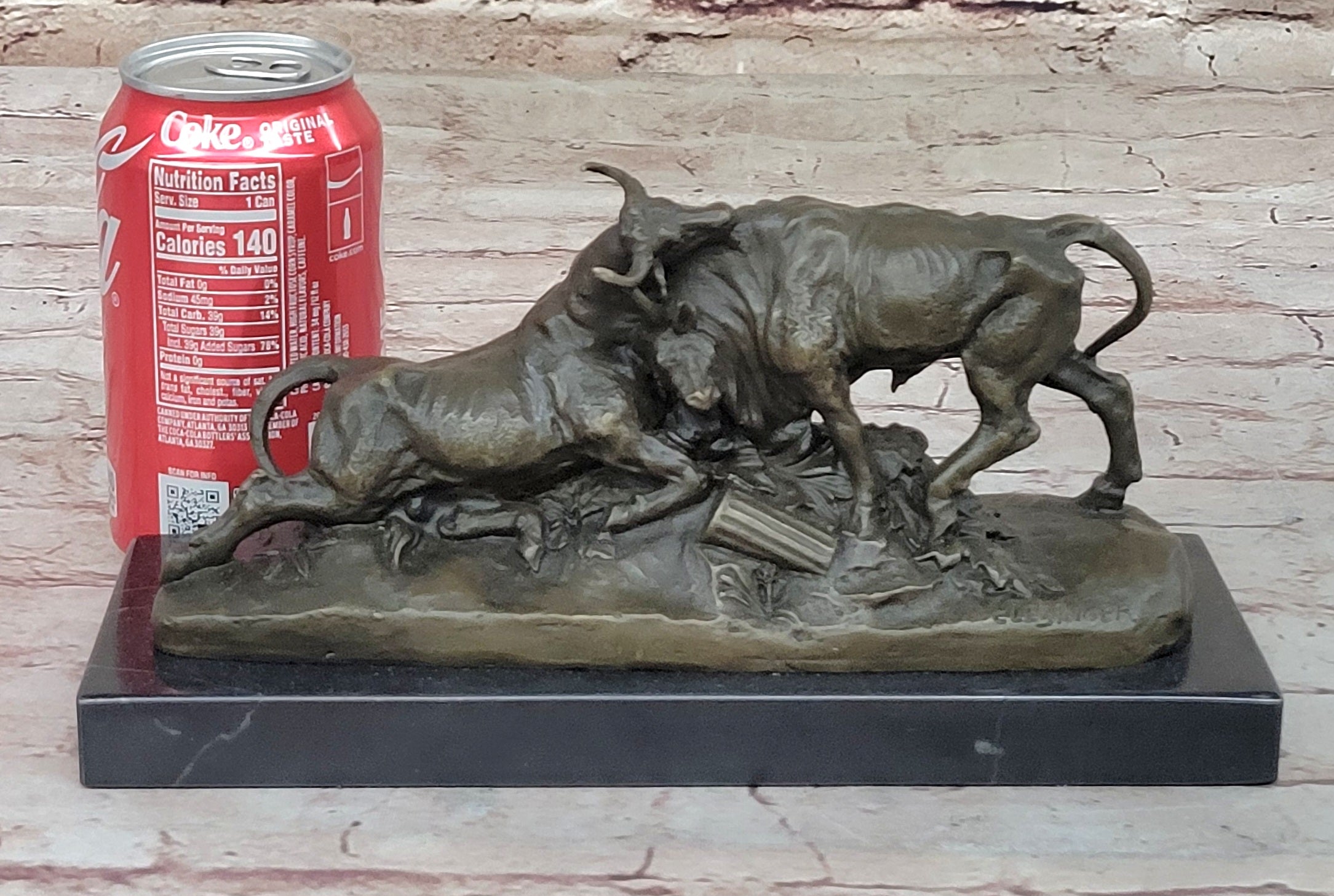 Hot Cast Bull Bulls Fighthing 100% Solid Bronze Sculpture Figurine Figure Home Decor