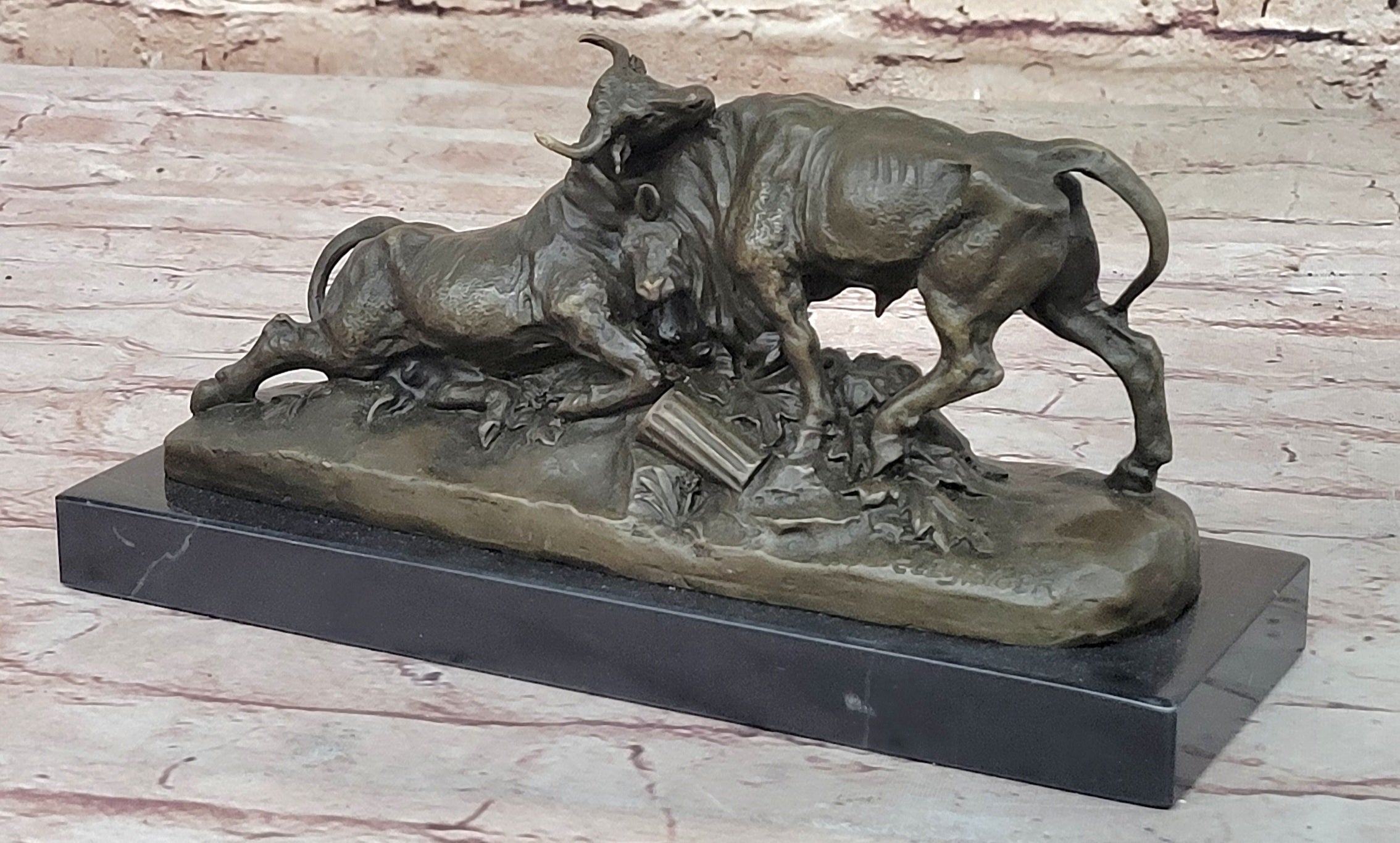 Hot Cast Bull Bulls Fighthing 100% Solid Bronze Sculpture Figurine Figure Home Decor